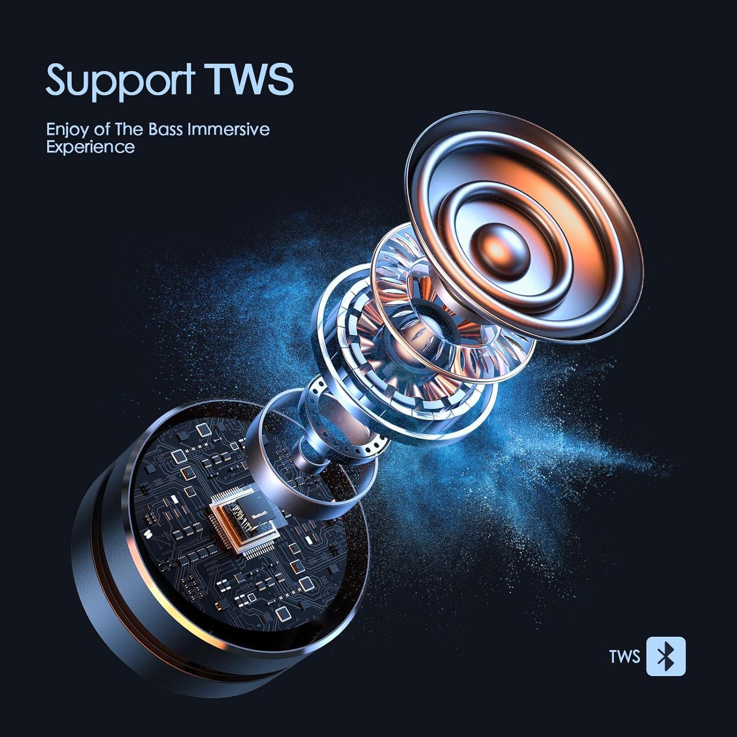 Docooler Bone Conduction Speaker, Mini Bone Conduction Portable Speaker, Small Speaker, Wireless Speaker Stereo Bass Sound Creative Portable Speaker, Built-in Mic Sound for Home,Outdoor (Black 1 Pack)