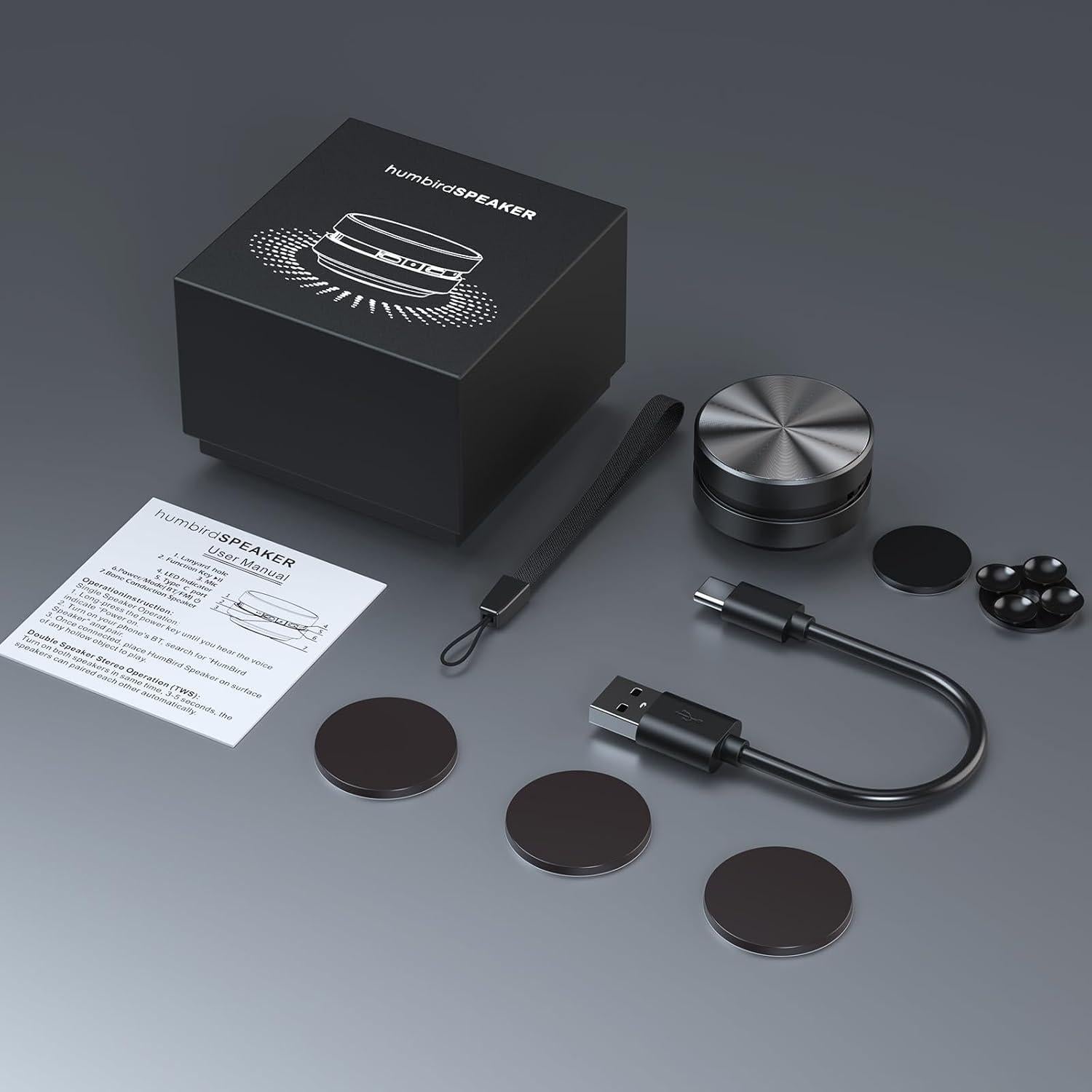 Docooler Bone Conduction Speaker, Mini Bone Conduction Portable Speaker, Small Speaker, Wireless Speaker Stereo Bass Sound Creative Portable Speaker, Built-in Mic Sound for Home,Outdoor (Black 1 Pack)