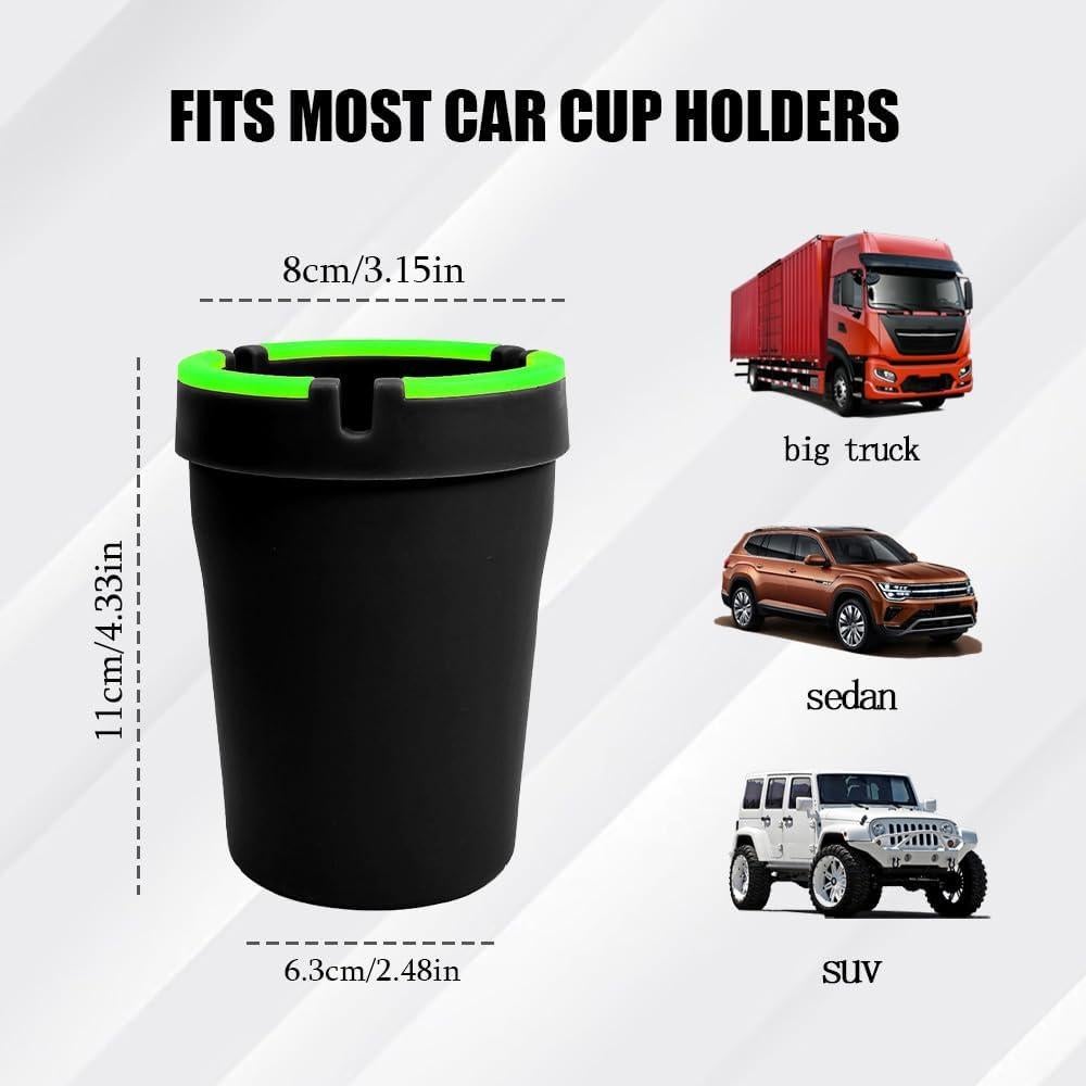 Cenicero para coche QZTYTY negro con tapa y luz nocturna