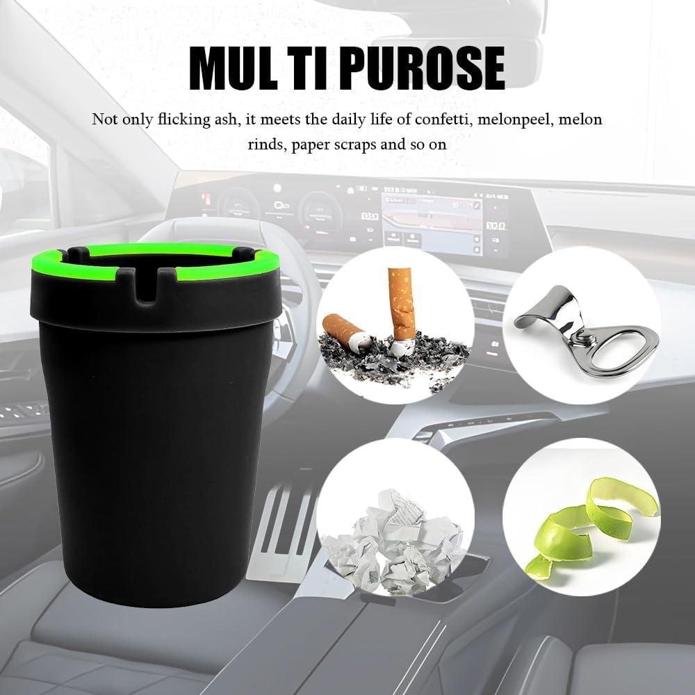 Cenicero para coche QZTYTY negro con tapa y luz nocturna