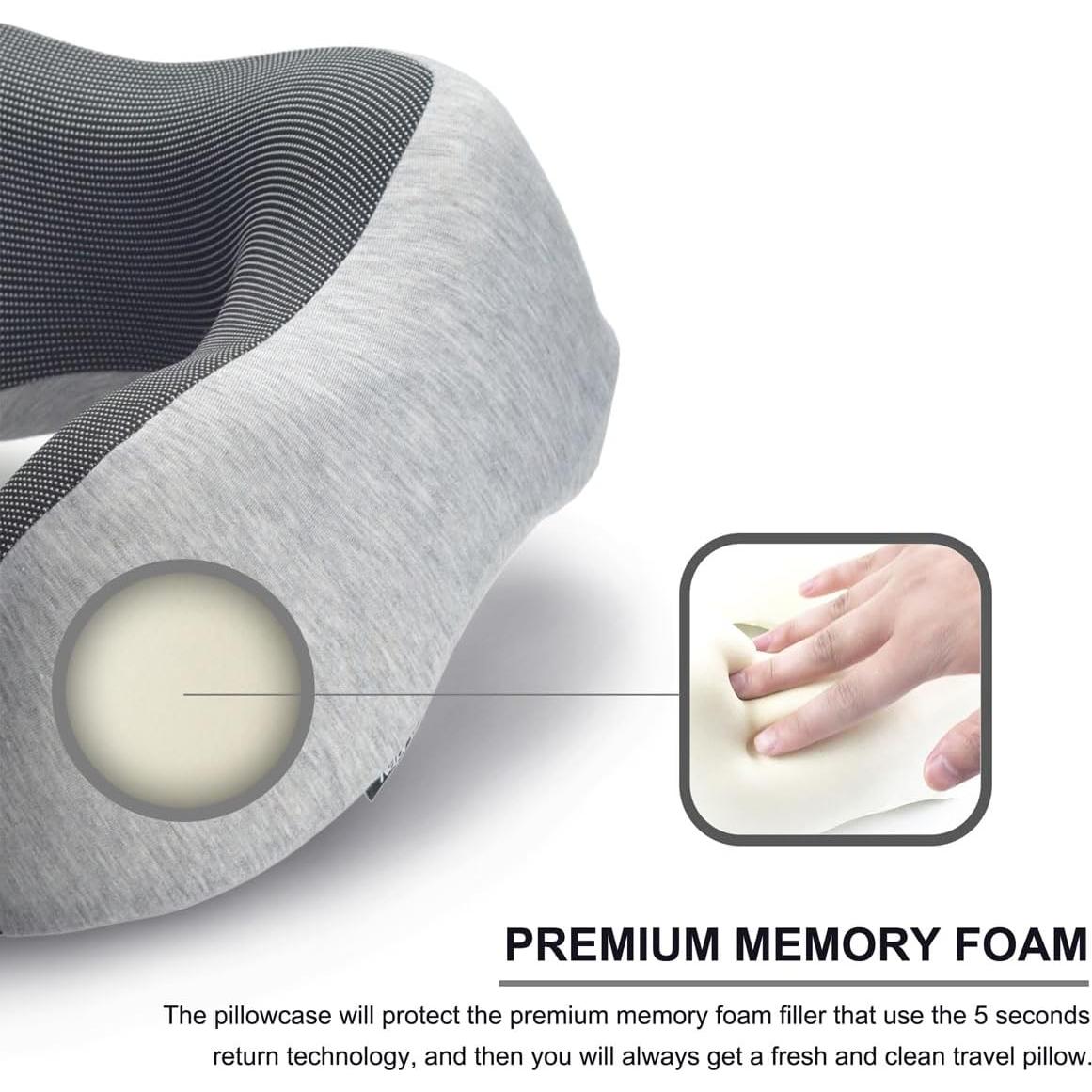 Almohada de Cuello Napfun para Viajar 100% Espuma de Memoria