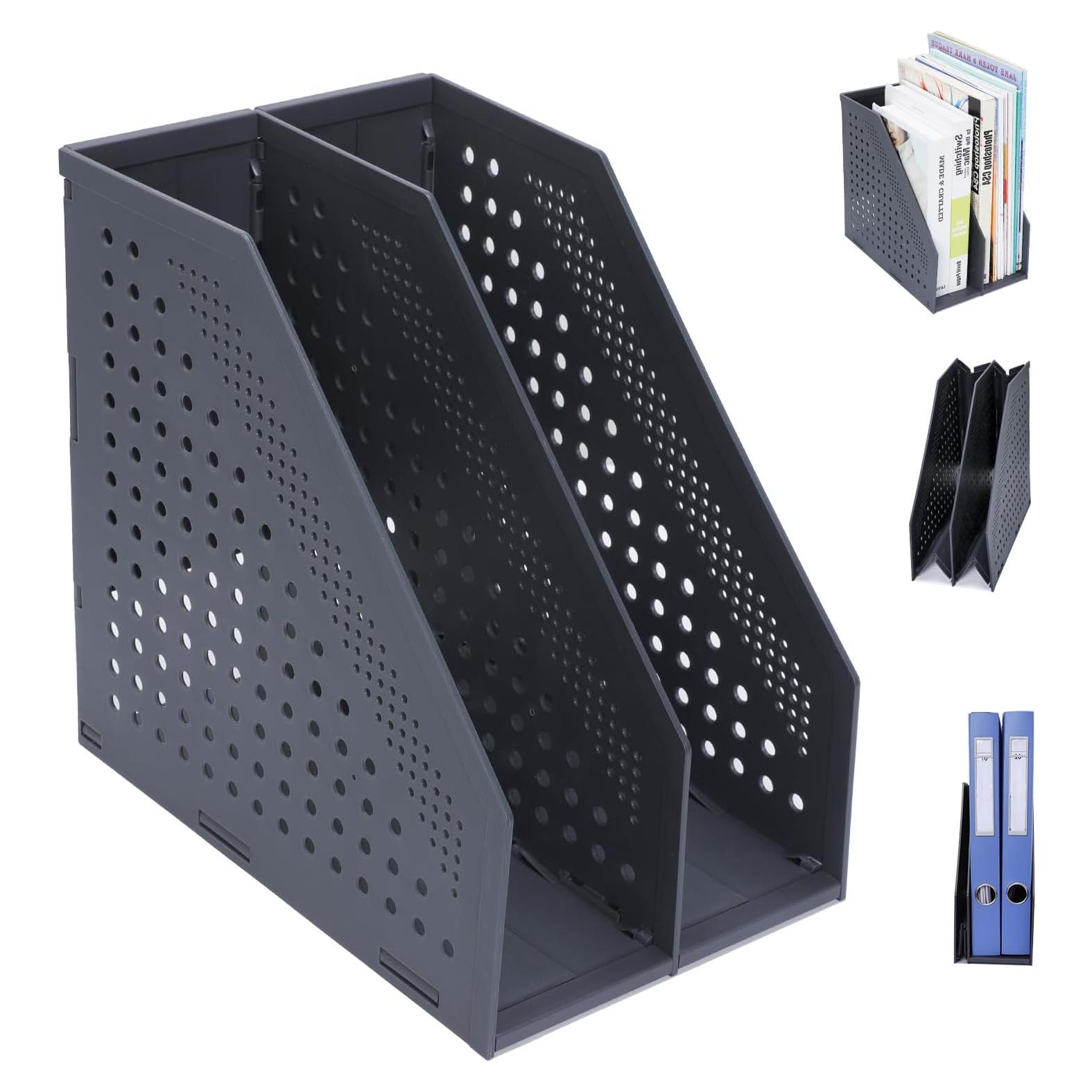 Soporte de Archivo Plegable FRETONBA 2 Compartimentos Gris