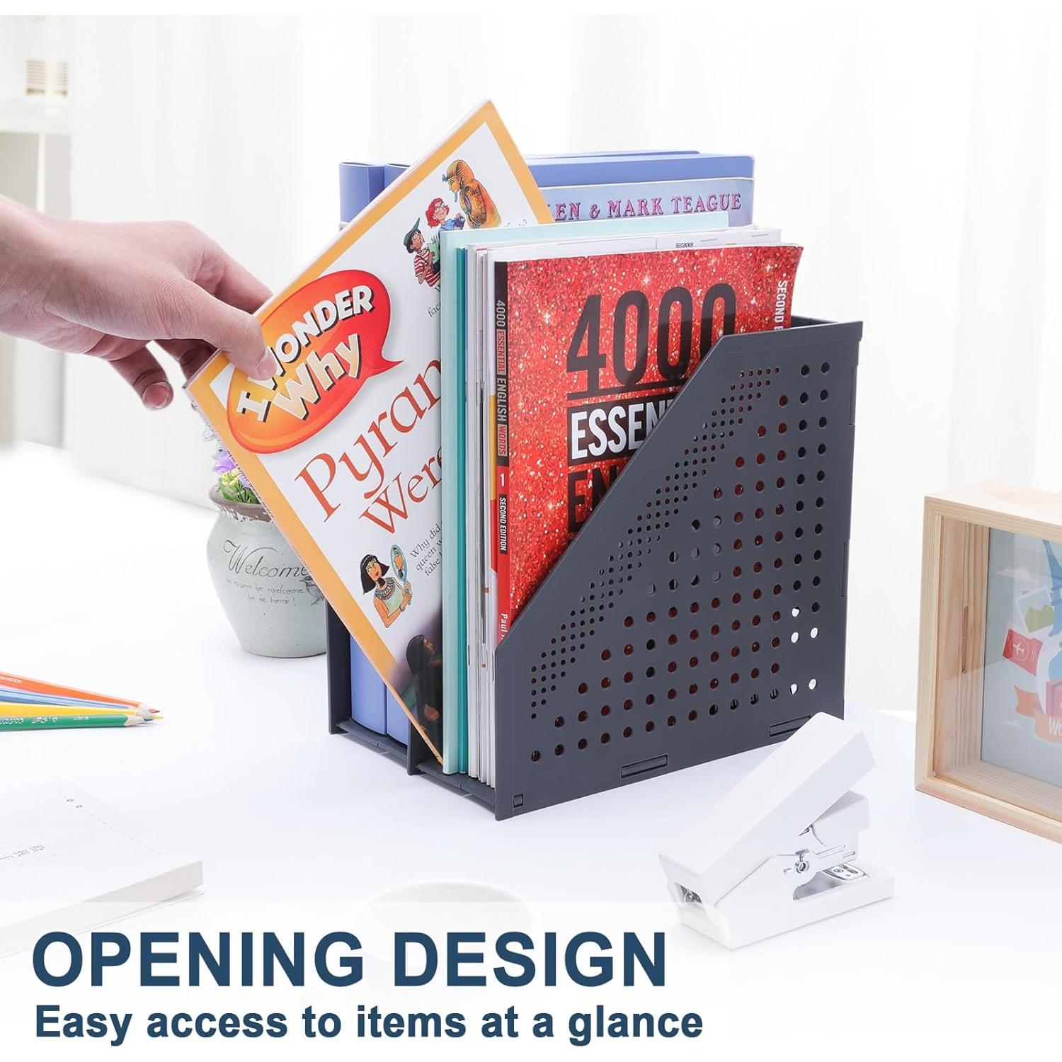 Soporte de Archivo Plegable FRETONBA 2 Compartimentos Gris