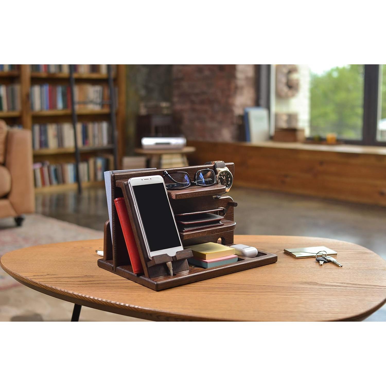 Estación de Carga de Madera Teslyar - Organizador Multifuncional