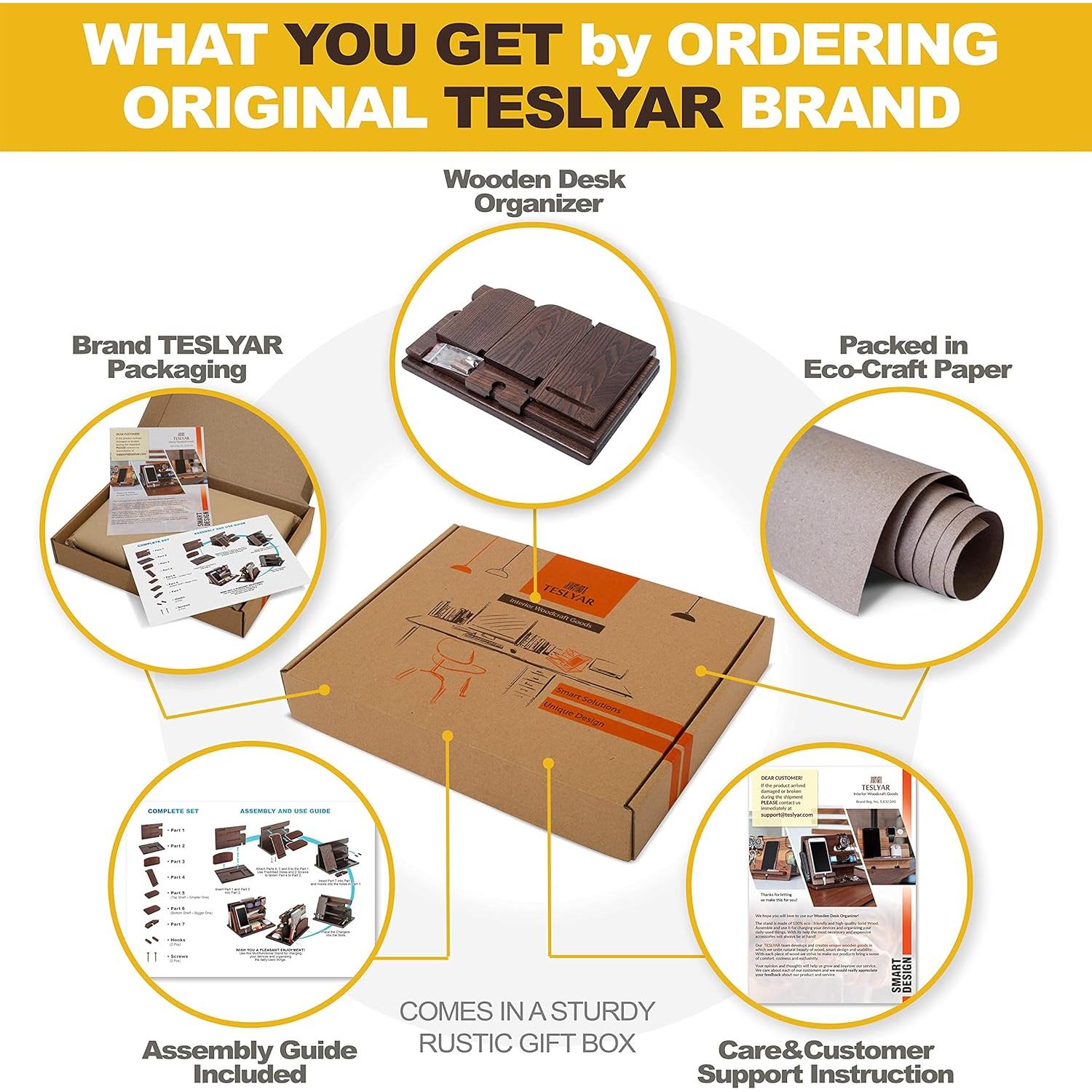 Estación de Carga de Madera Teslyar - Organizador Multifuncional