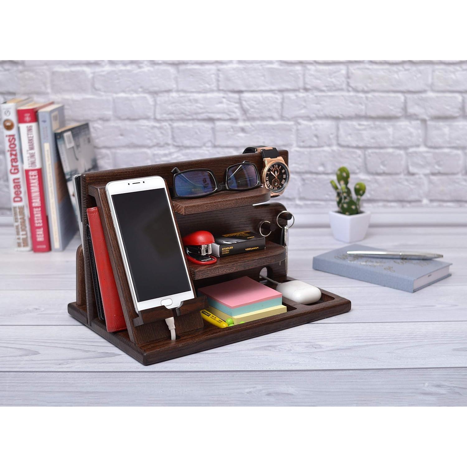 Estación de Carga de Madera Teslyar - Organizador Multifuncional