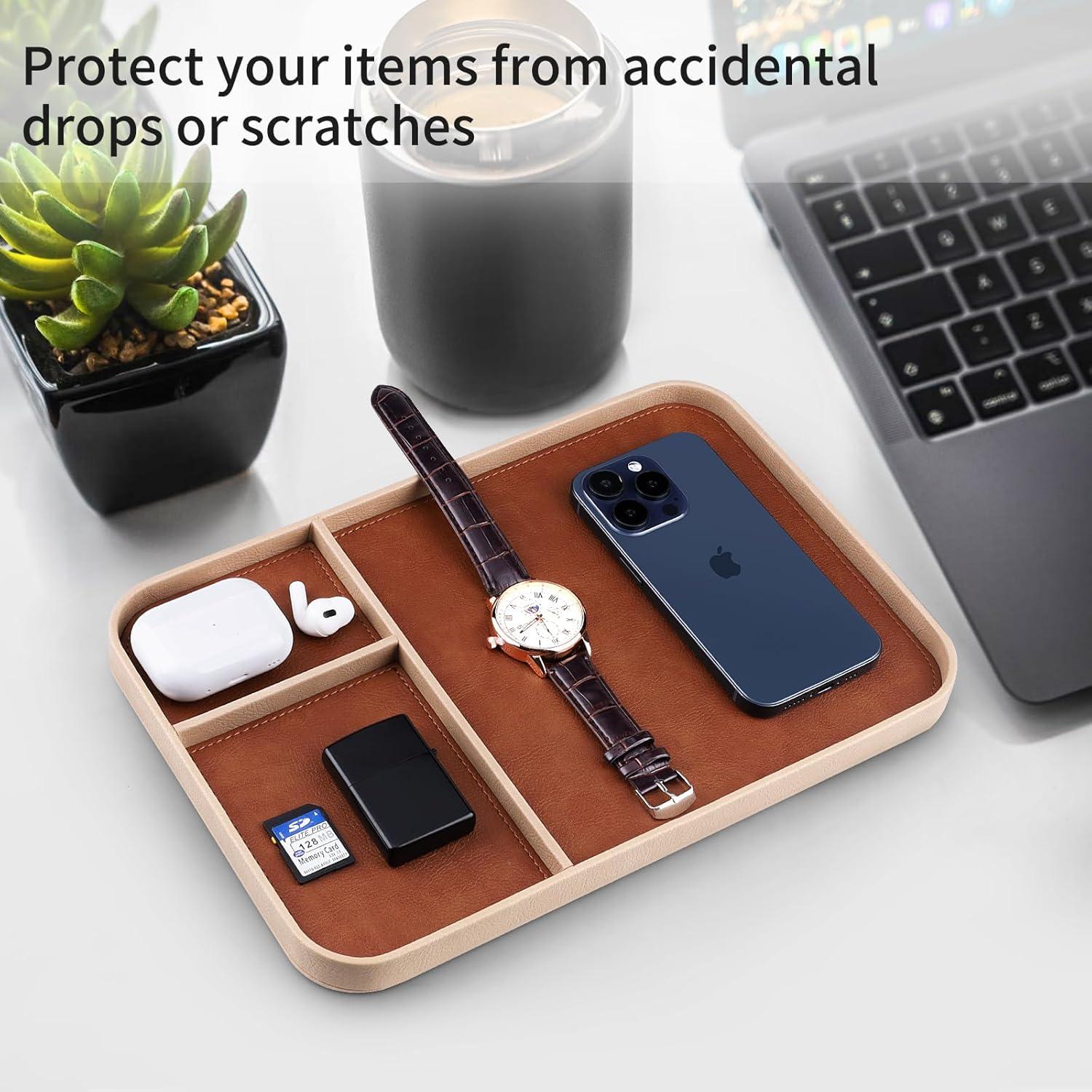 Bandeja de Cuero SENEN Multifuncional Beige 30x20 cm