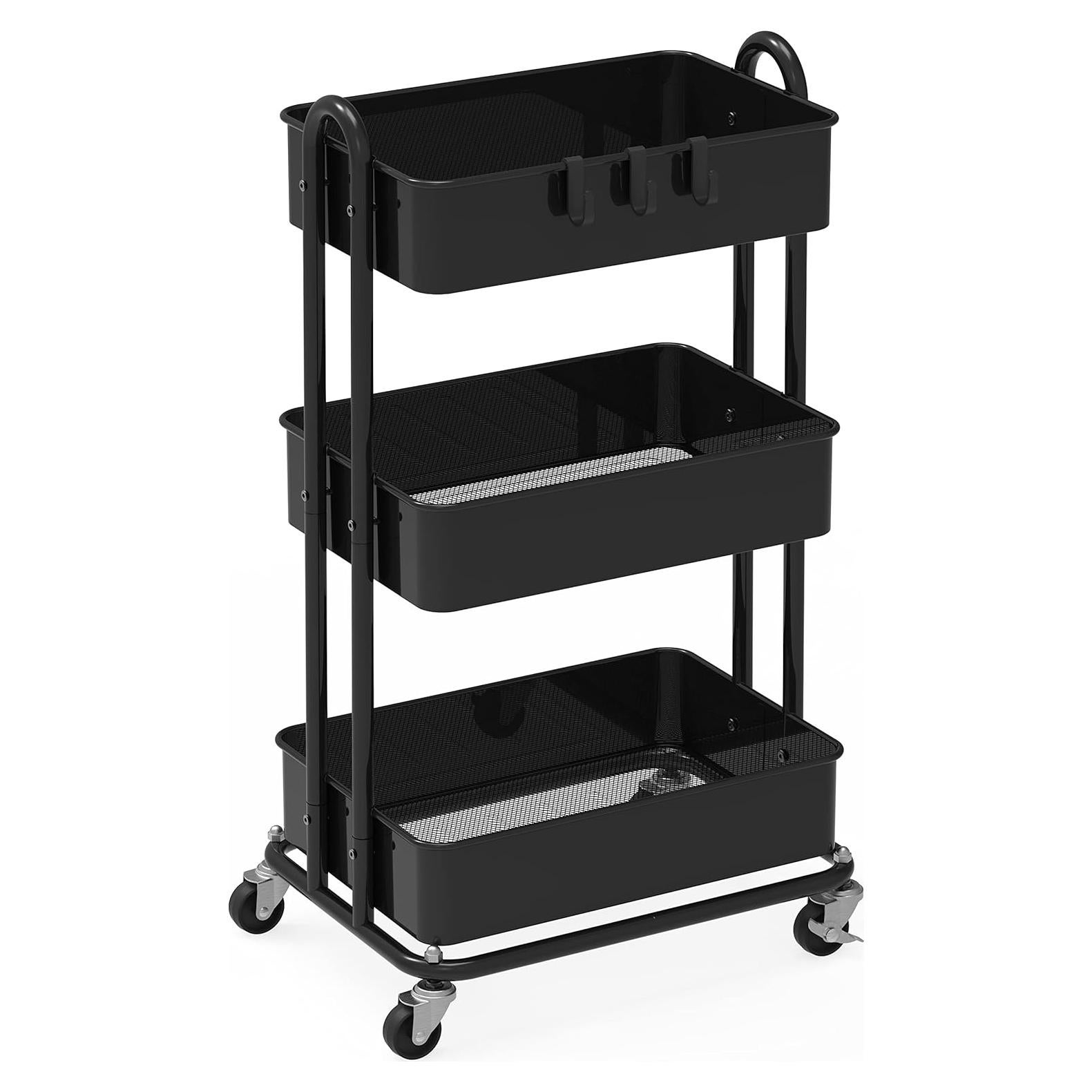 Carro de Utilidad de Metal Simple Houseware 3 Niveles Negro