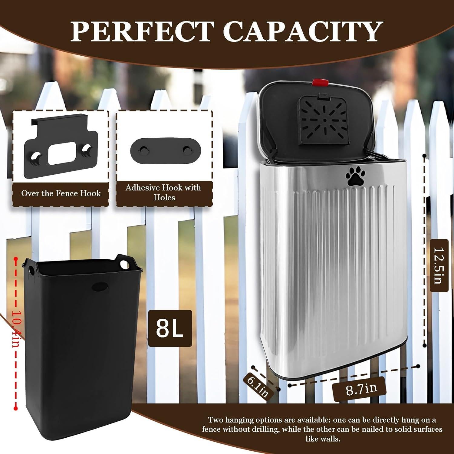 Bote de Basura para Excremento de Perro Kopuncare 8L Acero Inoxidable