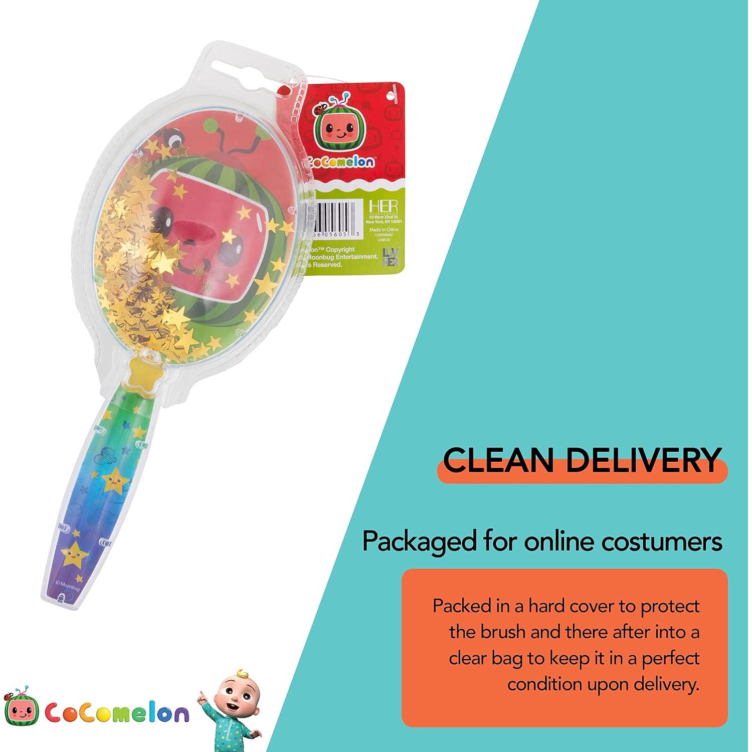 Cepillo de Cabello CoComelon Verde con Confeti Brillante