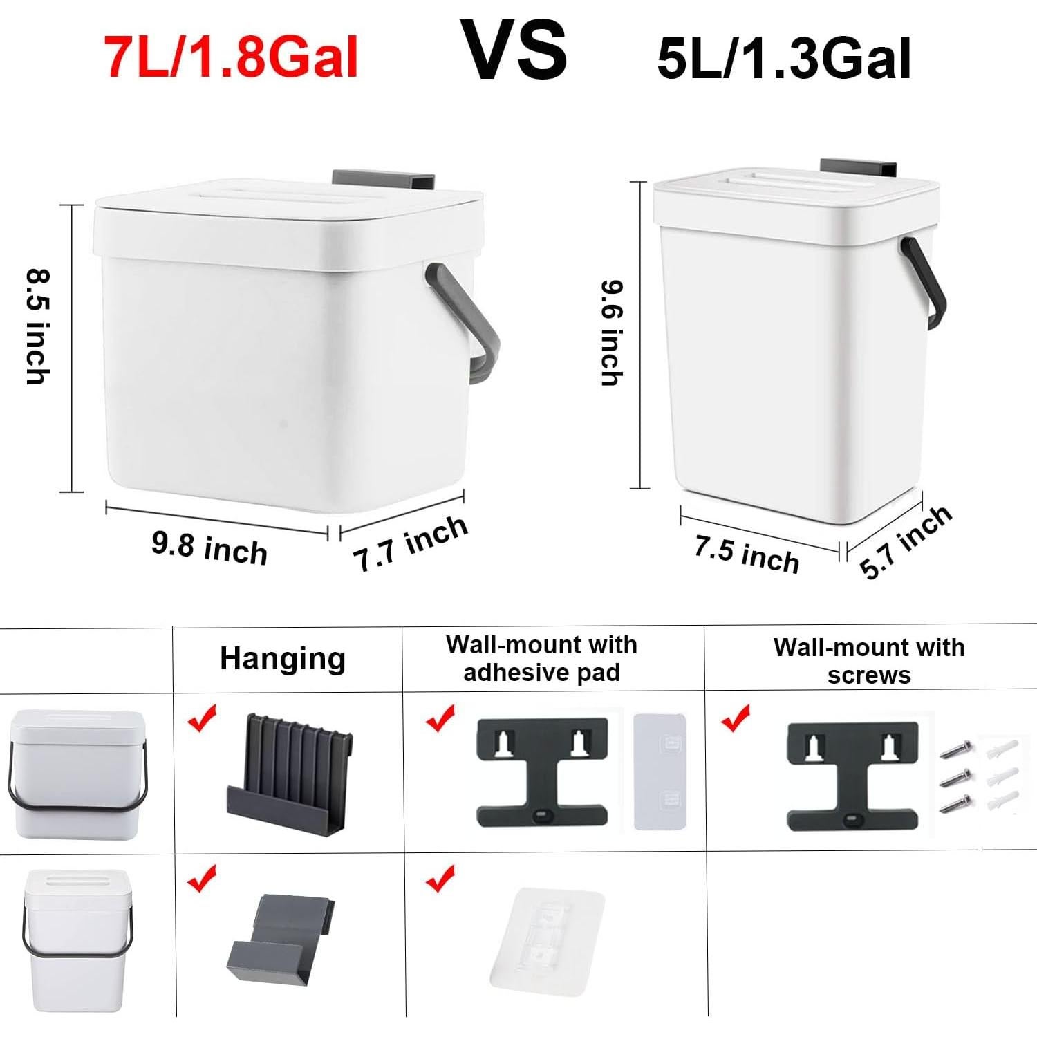 Cubo de Basura LALASTAR 7L Montado en Pared Blanco