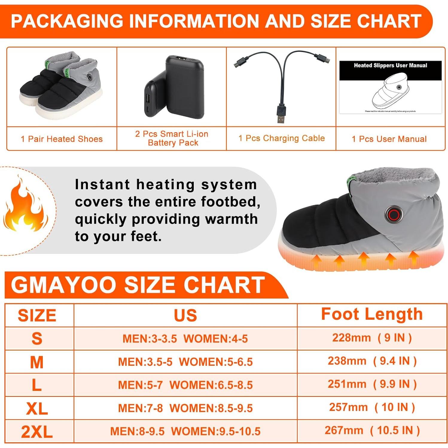Zapatillas Calentadas Gmayoo Unisex Recargables para Invierno