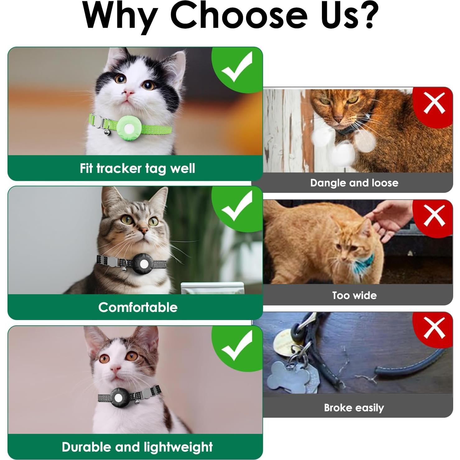 Rastreador GPS para Gatos HONGTOP, Collar Verde, Sin Cuota Mensual