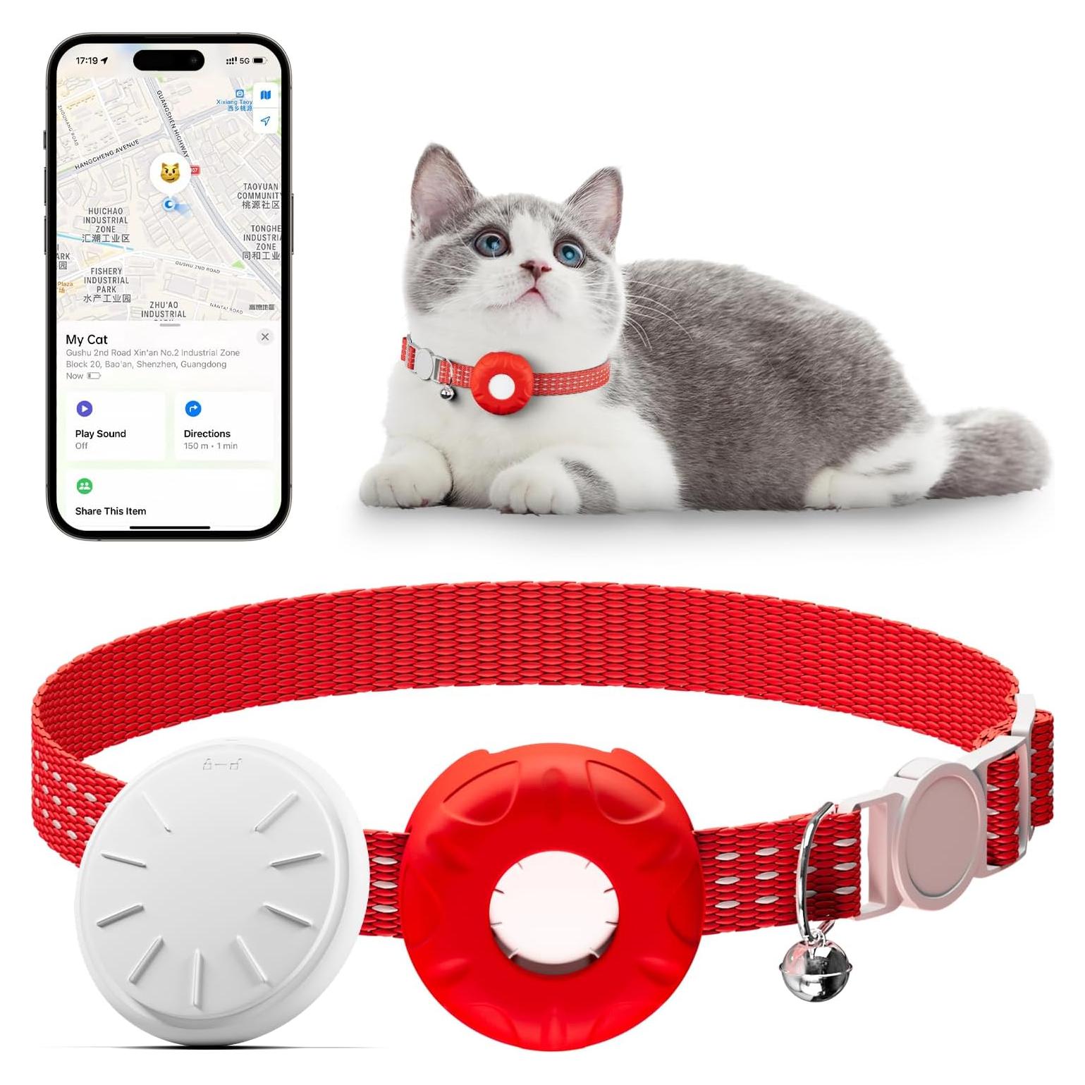 Rastreador GPS para Gatos HONGTOP Rojo, Sin Cuota Mensual