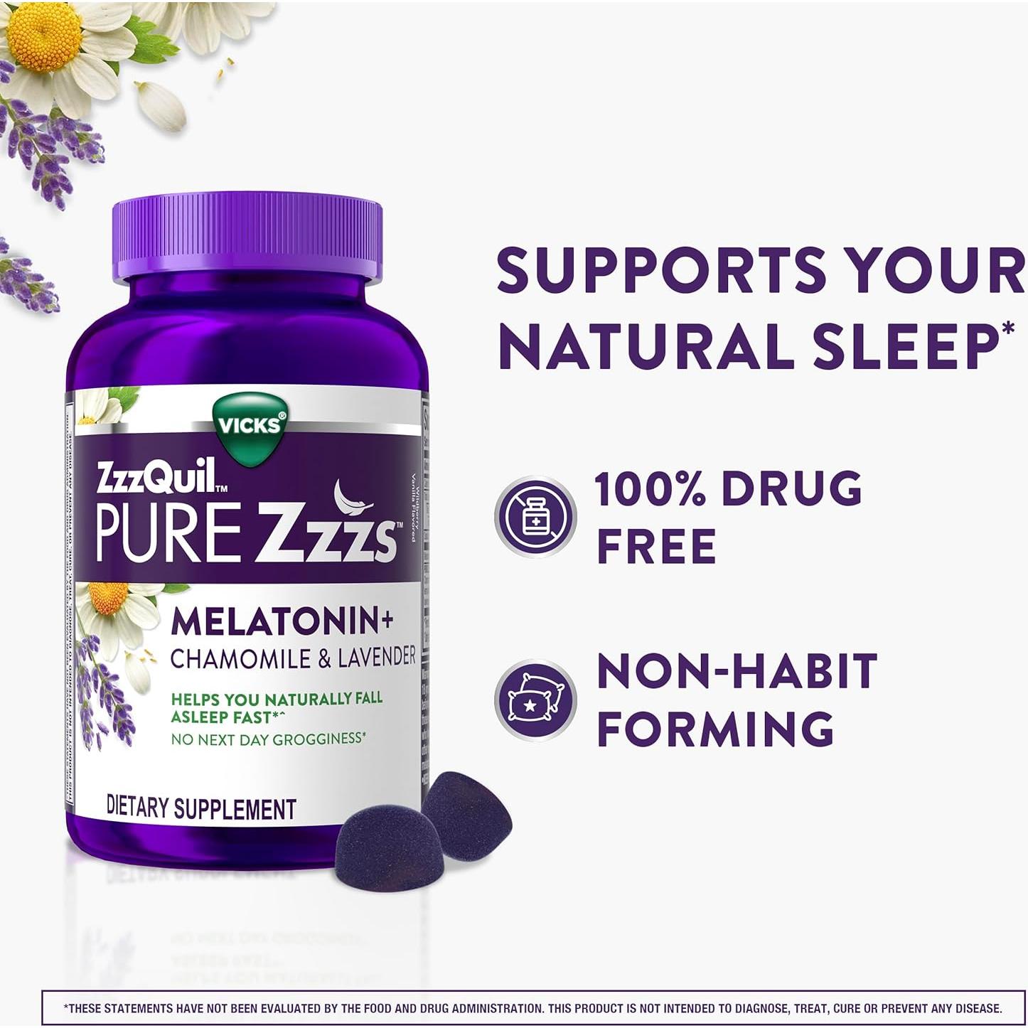 Gominolas de Melatonina ZzzQuil PURE Zzzs 2mg 72 Unidades