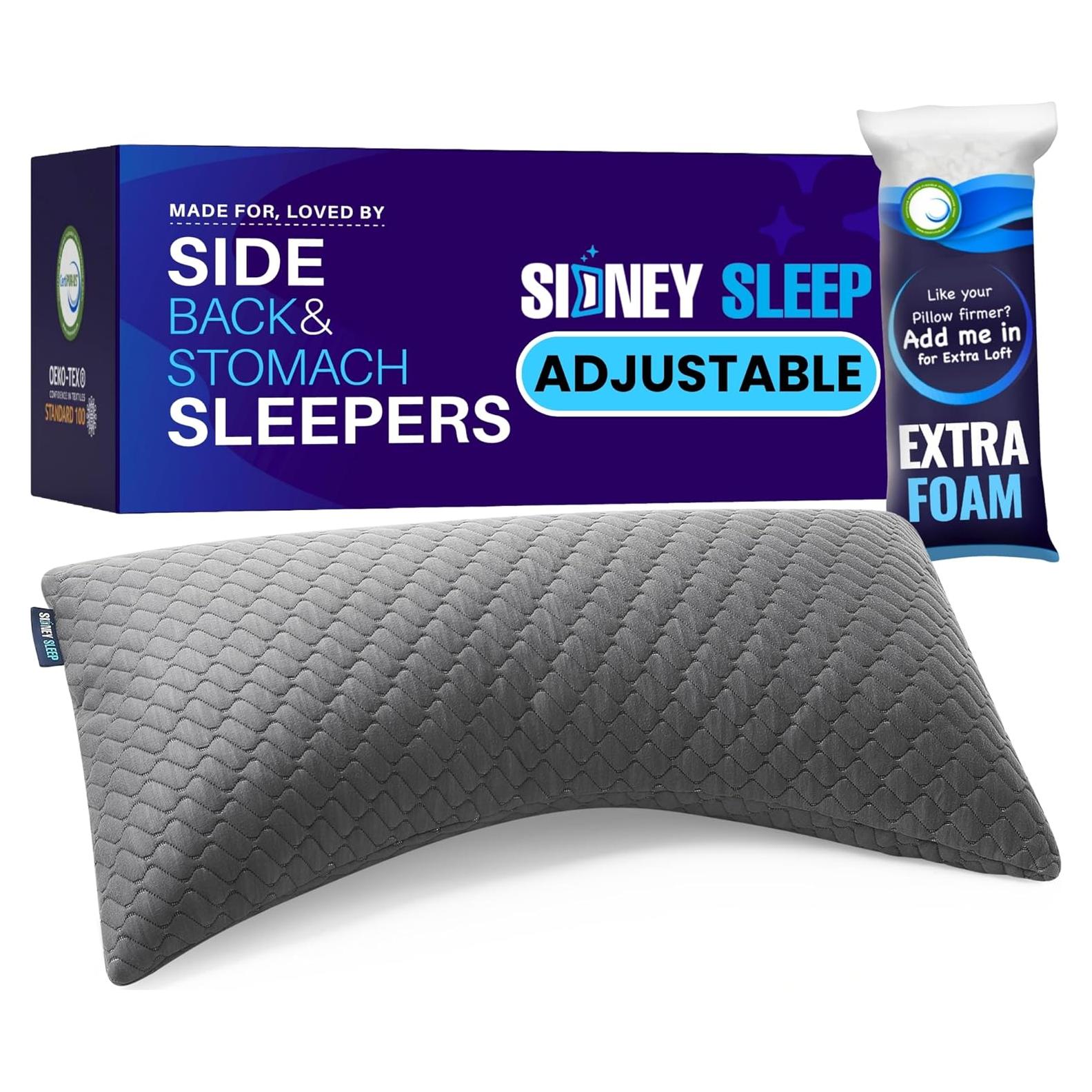 Almohada King Sidney Sleep Ajustable Espuma Viscoelástica Gris