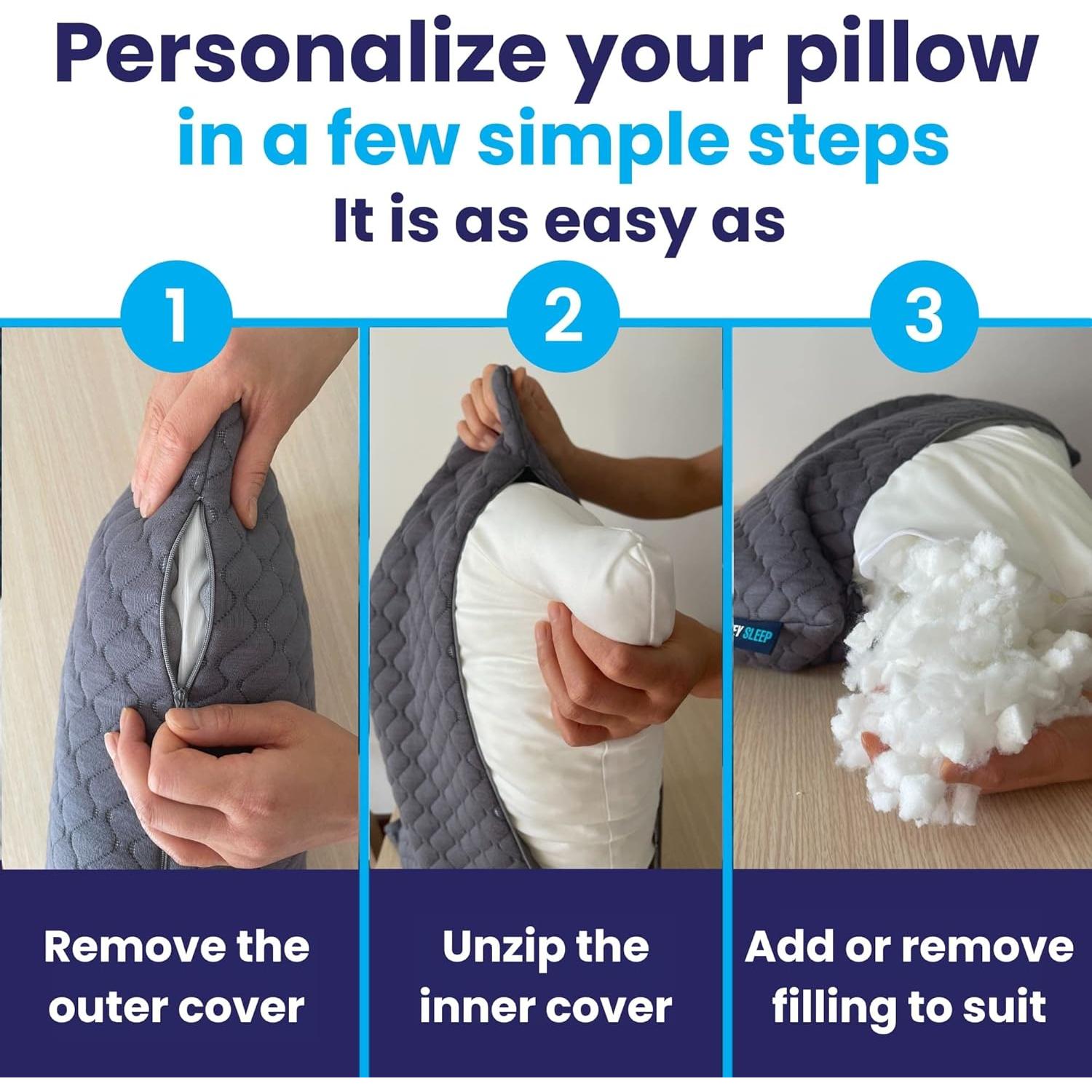 Almohada King Sidney Sleep Ajustable Espuma Viscoelástica Gris