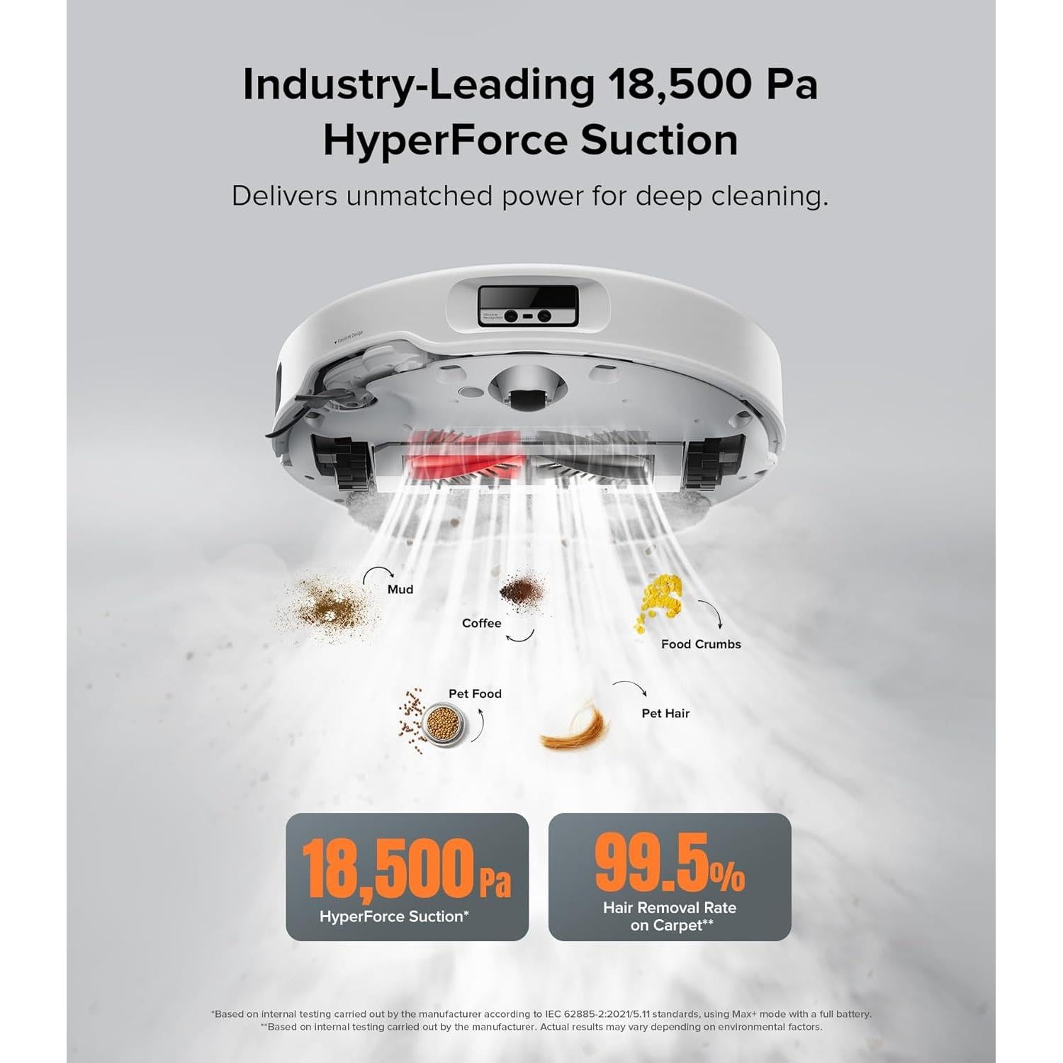 roborock Qrevo Edge Robot Vacuum and Mop, 18,500Pa Suction, Zero-Tangling, AdaptiLift Chassis, Al Obstacle Recognition, Hot Water Mop Washing & Dock Self Cleaning, Corner to Edge Deep Cleaning