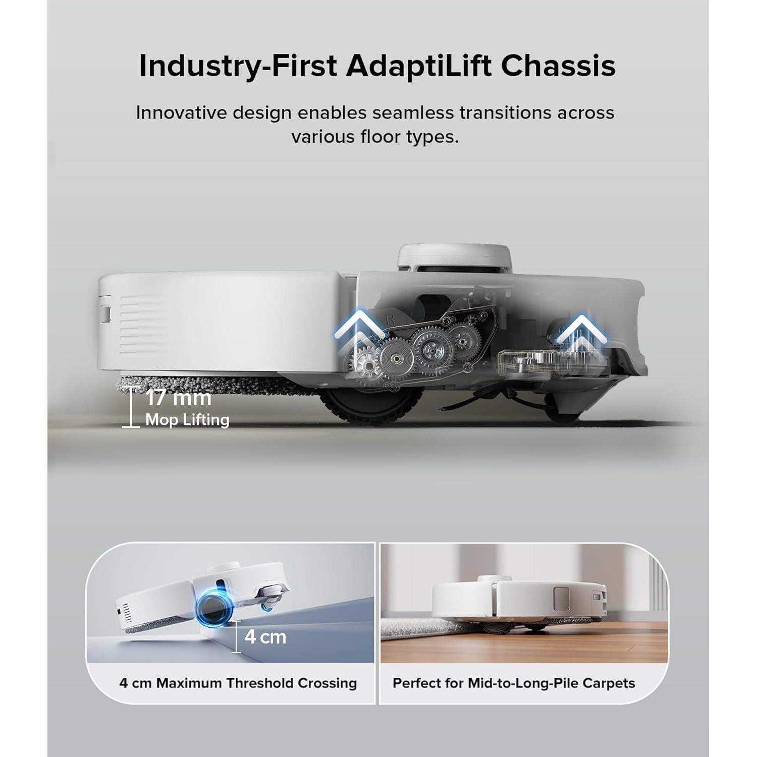 roborock Qrevo Edge Robot Vacuum and Mop, 18,500Pa Suction, Zero-Tangling, AdaptiLift Chassis, Al Obstacle Recognition, Hot Water Mop Washing & Dock Self Cleaning, Corner to Edge Deep Cleaning