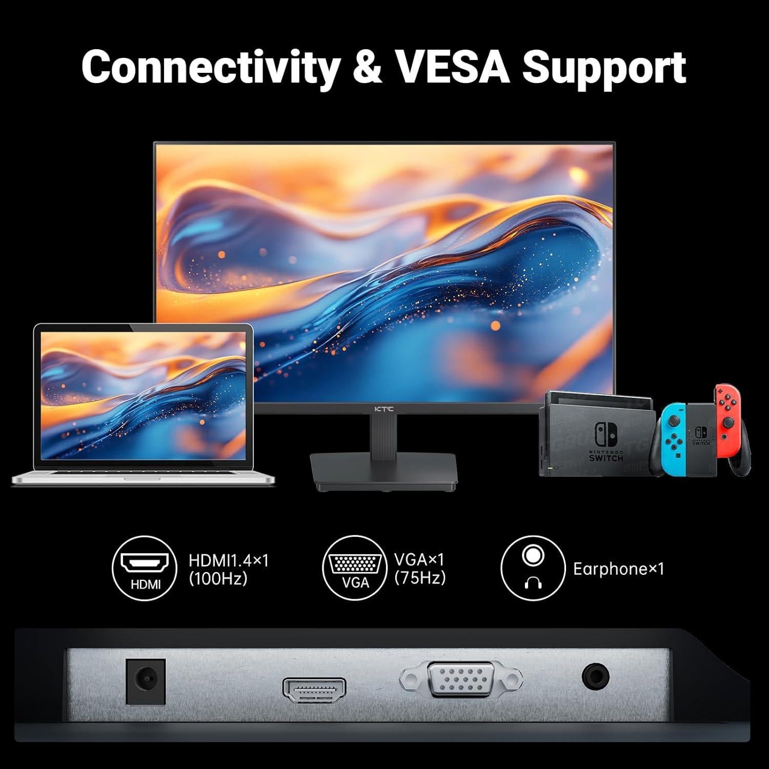 Monitor KTC FHD 24" 100Hz VA HDMI VGA Cuidado Ocular