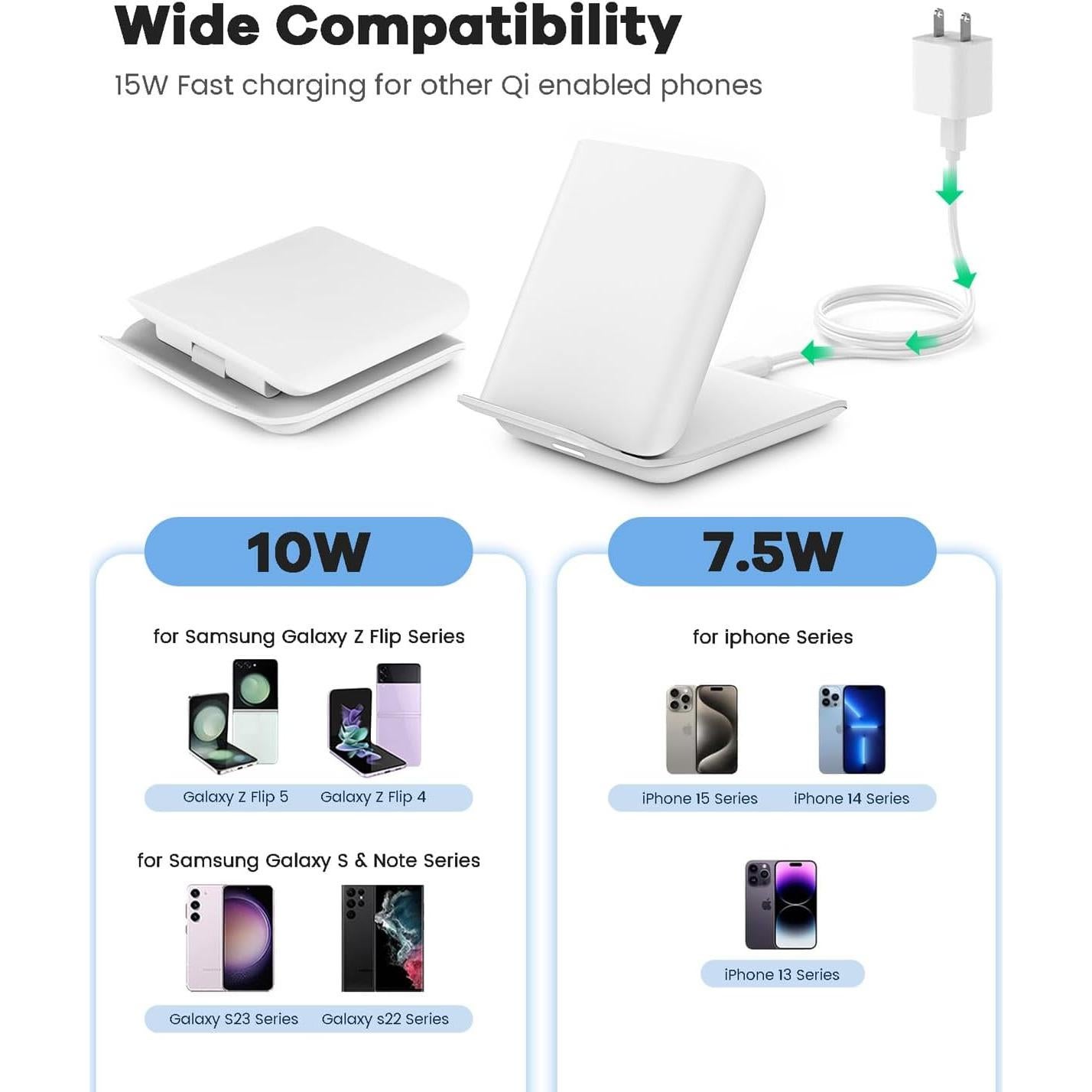 Estación de Carga Inalámbrica Samsung X7 - 15W Plegable Blanco
