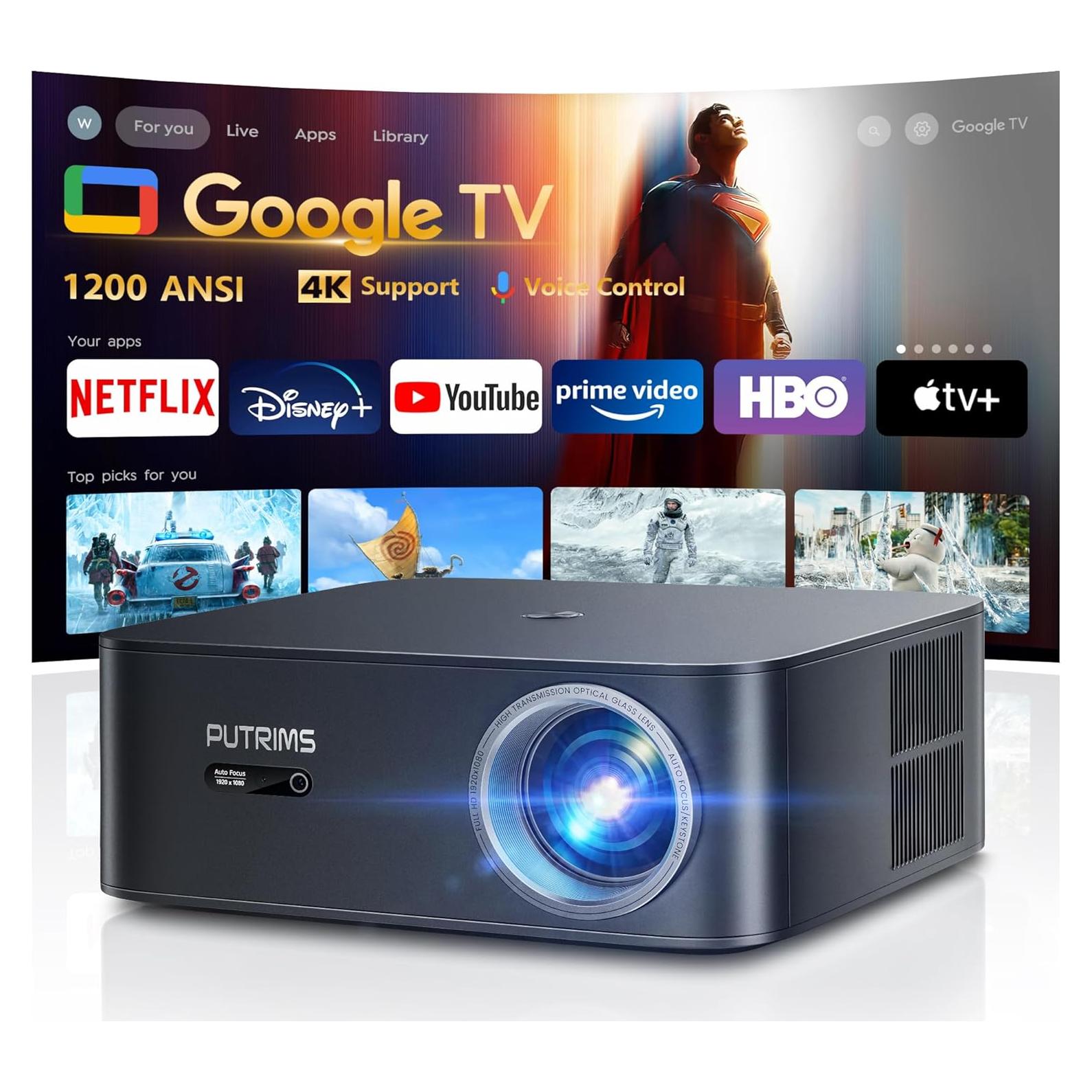 Proyector inteligente PUTRIMS K12 1200 ANSI 1080P WiFi 6 Bluetooth