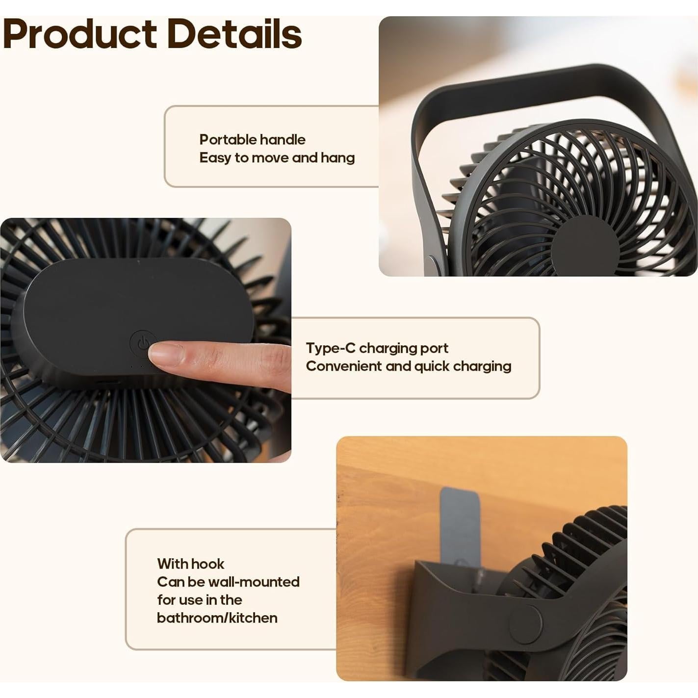 Ventilador de Escritorio Portátil Rican 6" Ultra Silencioso 4 Velocidades