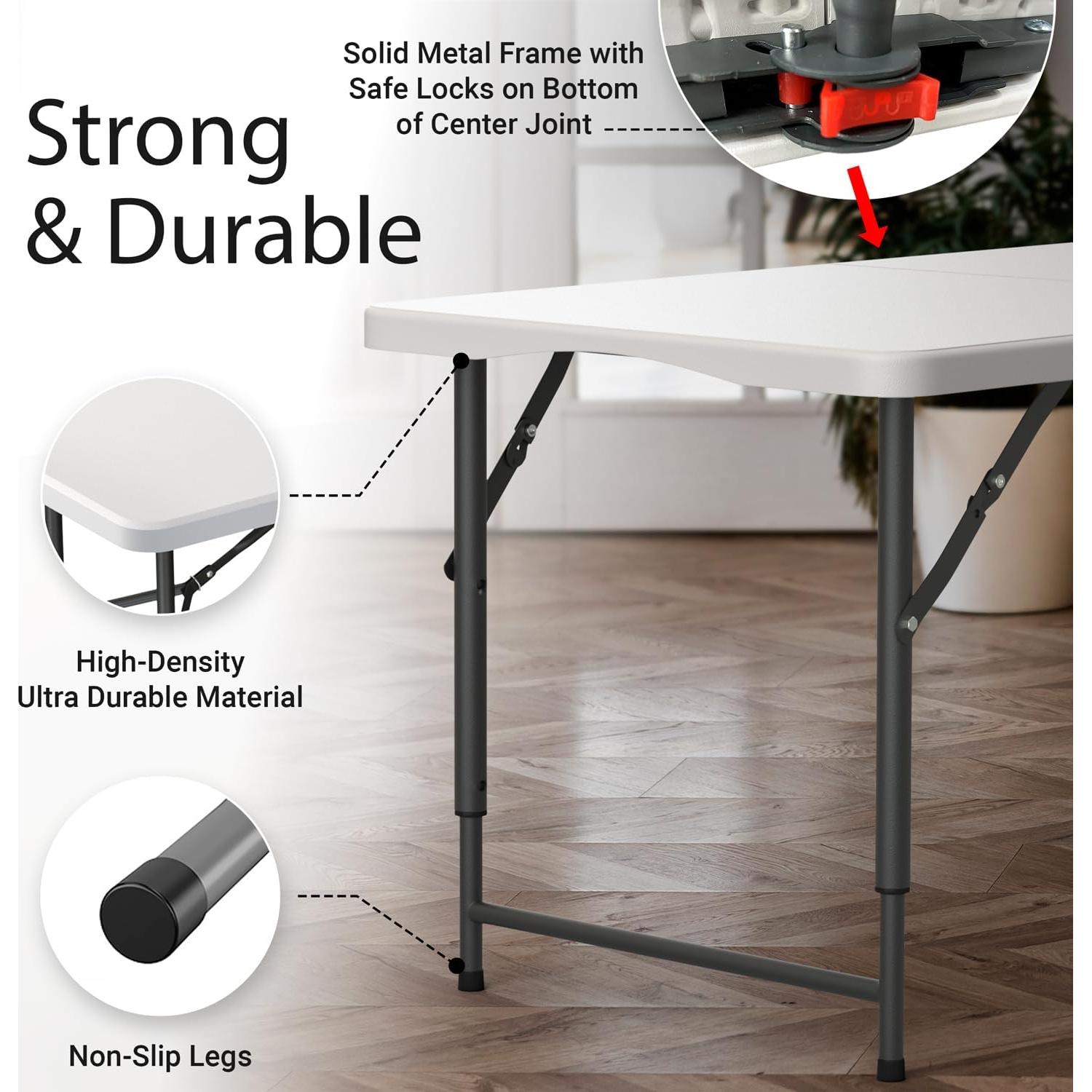 Mesa Plegable 1.22m Ajustable Blanco Nuestro Espacio Moderno