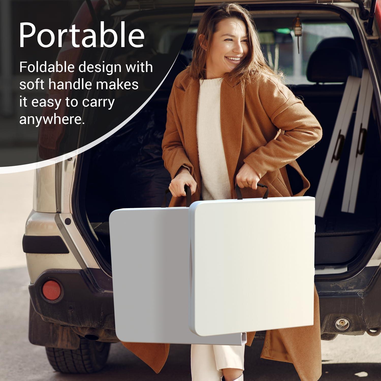 Mesa Plegable 1.22m Ajustable Blanco Nuestro Espacio Moderno