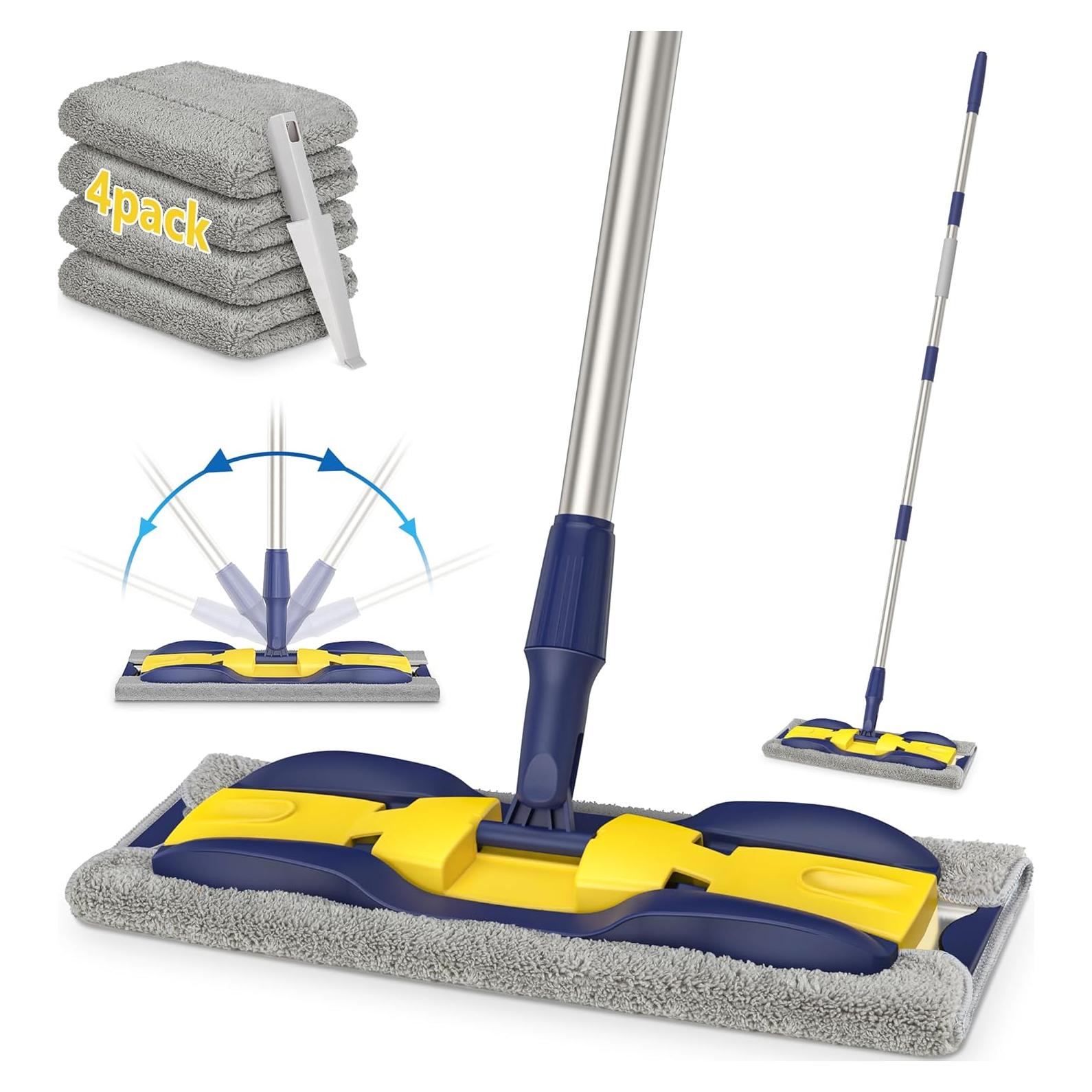 Mop de Microfibra MEXERRIS con Mango Ajustable 150 cm y 4 Almohadillas