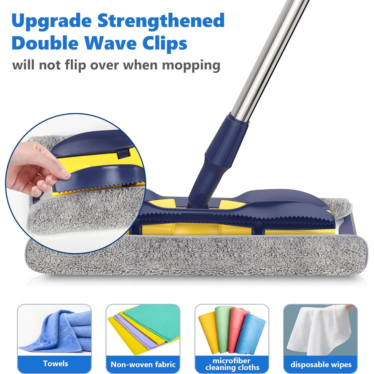 Mop de Microfibra MEXERRIS con Mango Ajustable 150 cm y 4 Almohadillas