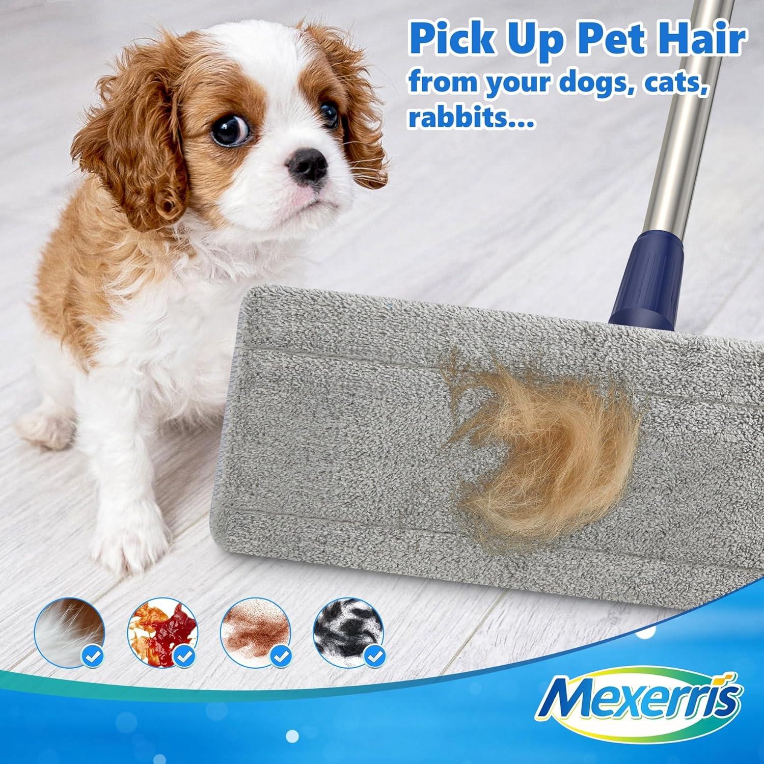 Mop de Microfibra MEXERRIS con Mango Ajustable 150 cm y 4 Almohadillas