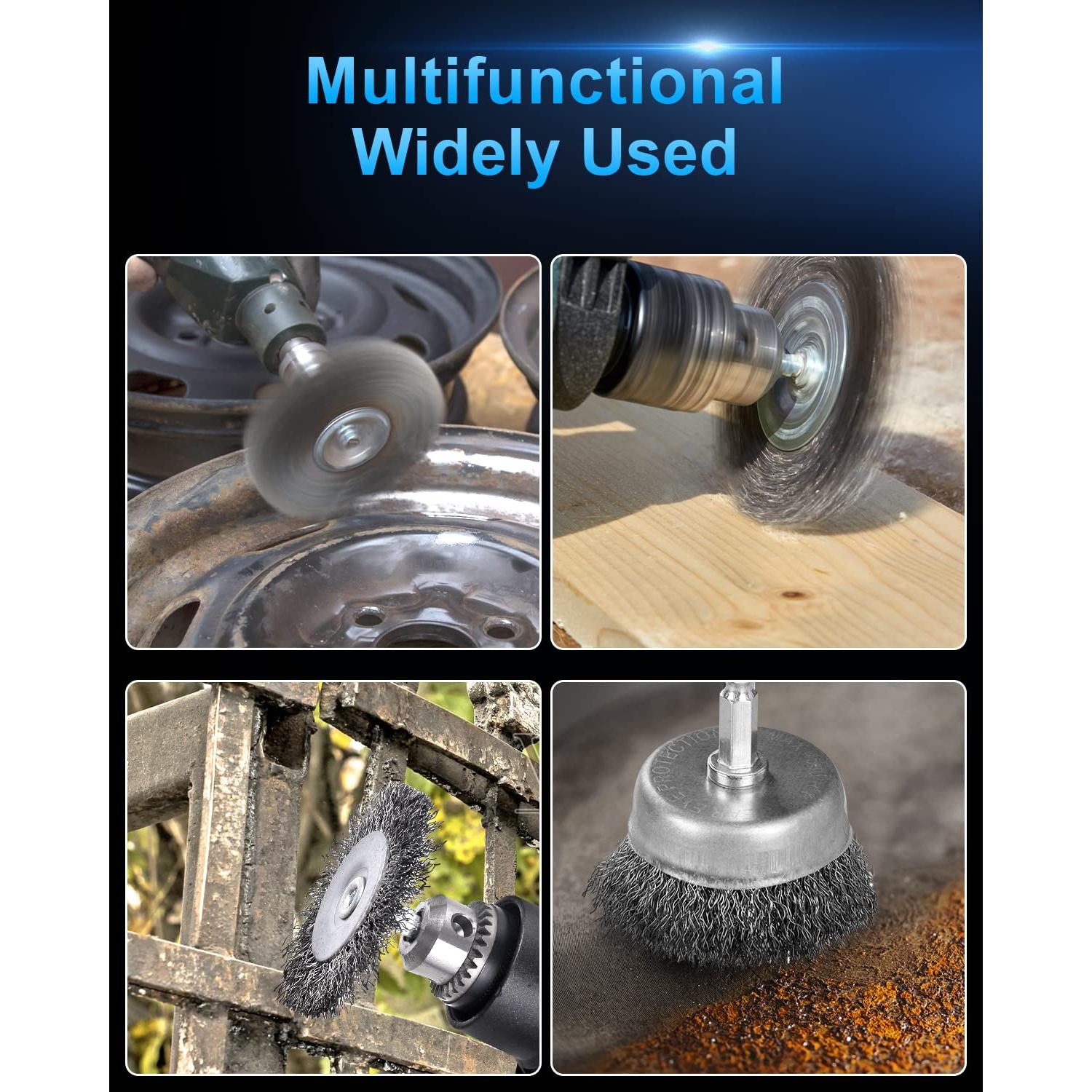 Juego de 6 Cepillos de Alambre Rocaris para Taladro 1/4"