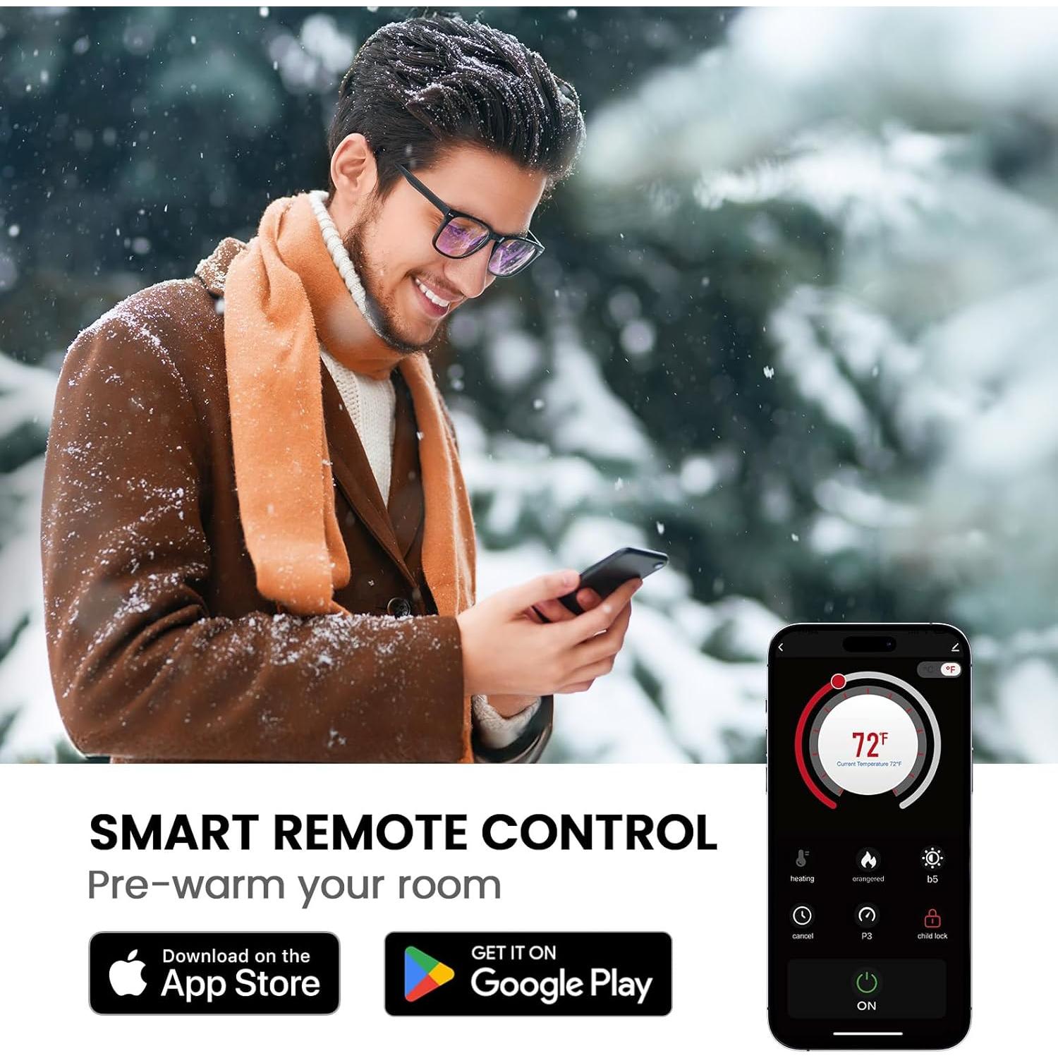 Silonn 60″Smart Electric Fireplace Heater with App & Remote Control, 5300 BTU Heat Output, Ultra-Slim Wall-Mounted or Recessed Electric Fireplace Inserts with Timer, 20 Flame Colors,WiFi Enabled