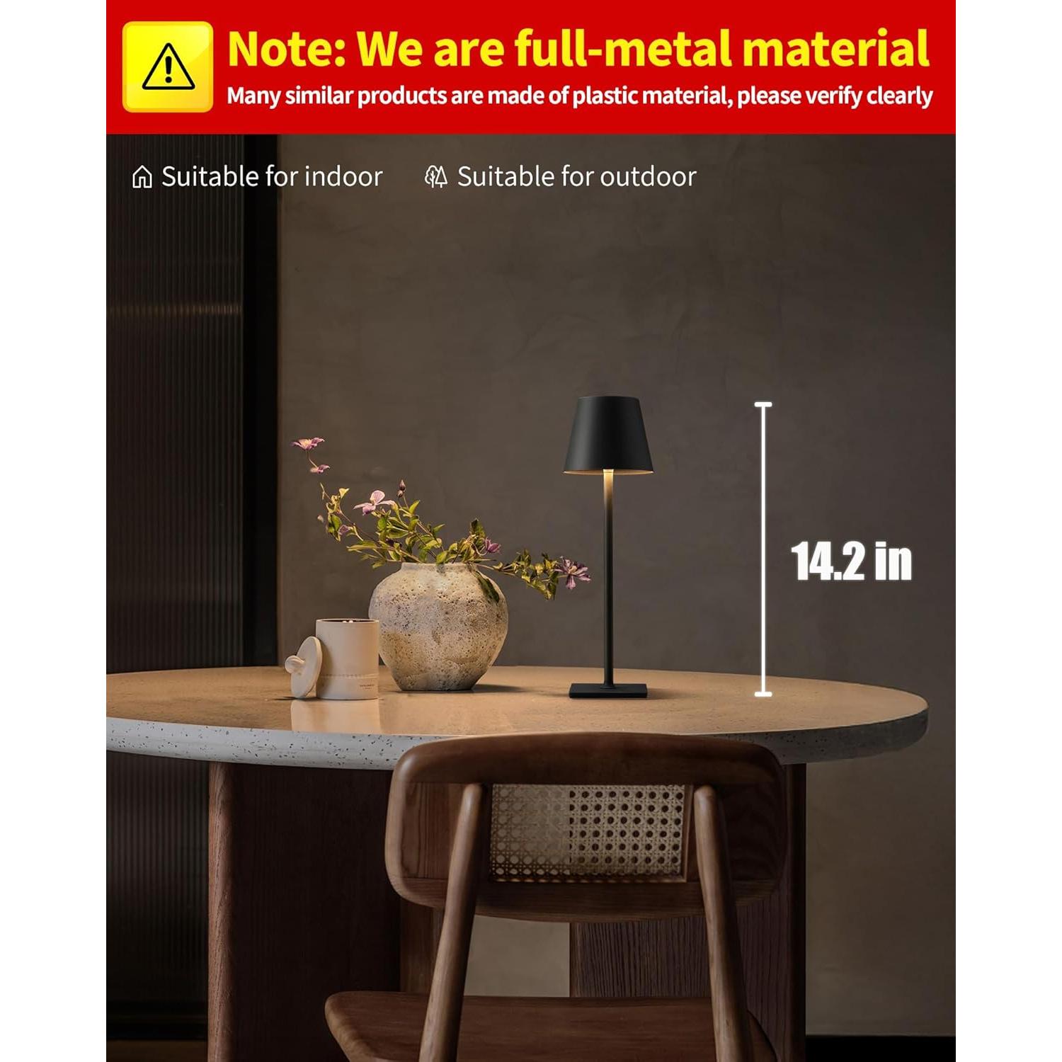 Lámpara de Mesa Inalámbrica KDG LED 5000mAh Regulable 3 Colores