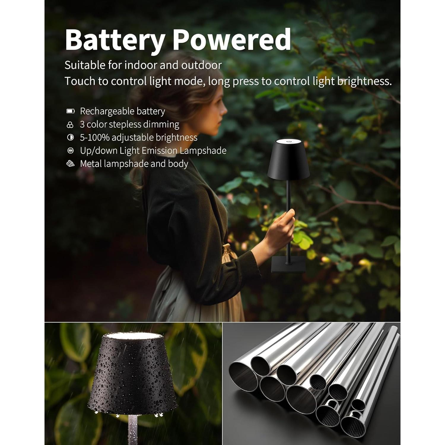 Lámpara de Mesa Inalámbrica KDG LED 5000mAh Regulable 3 Colores