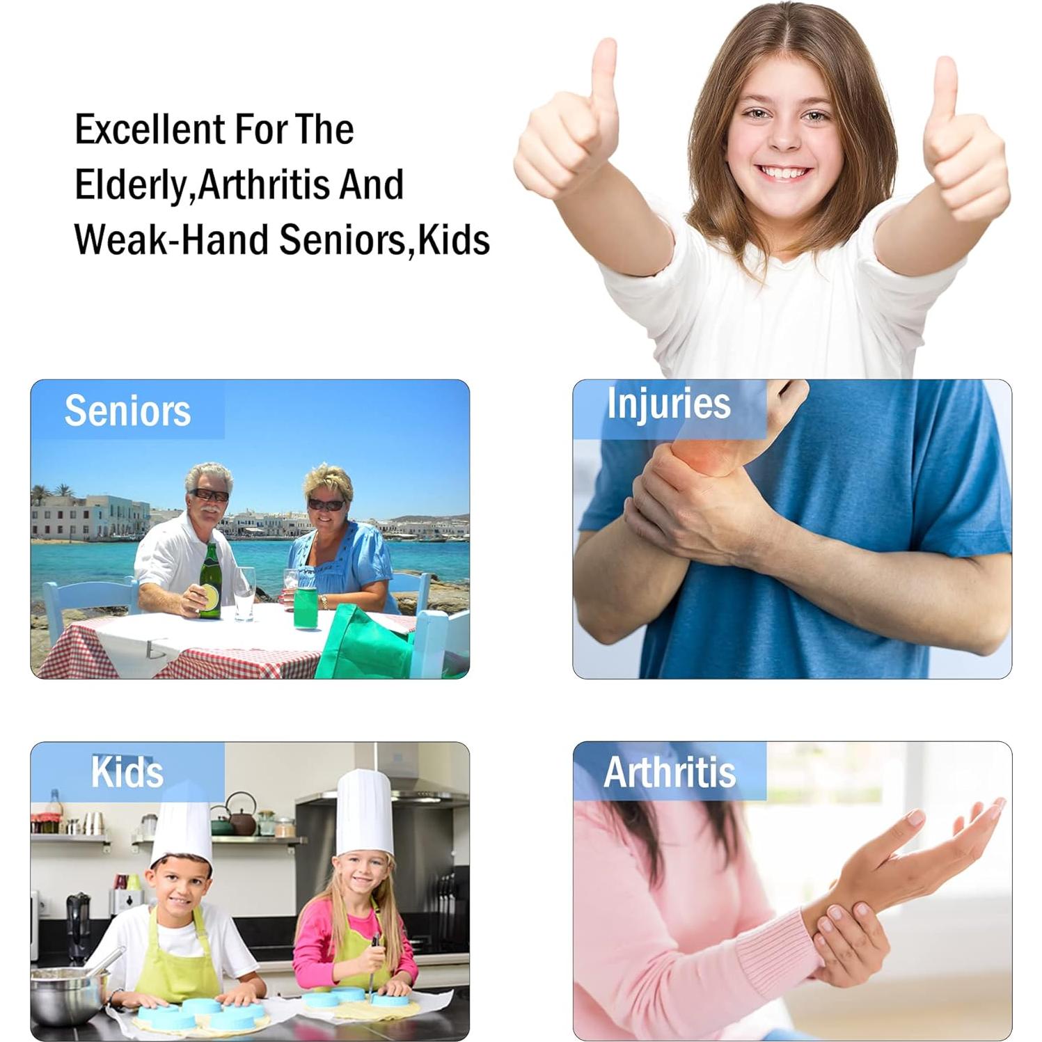 Abridor de frascos 5 en 1 HUMANFUN para manos débiles