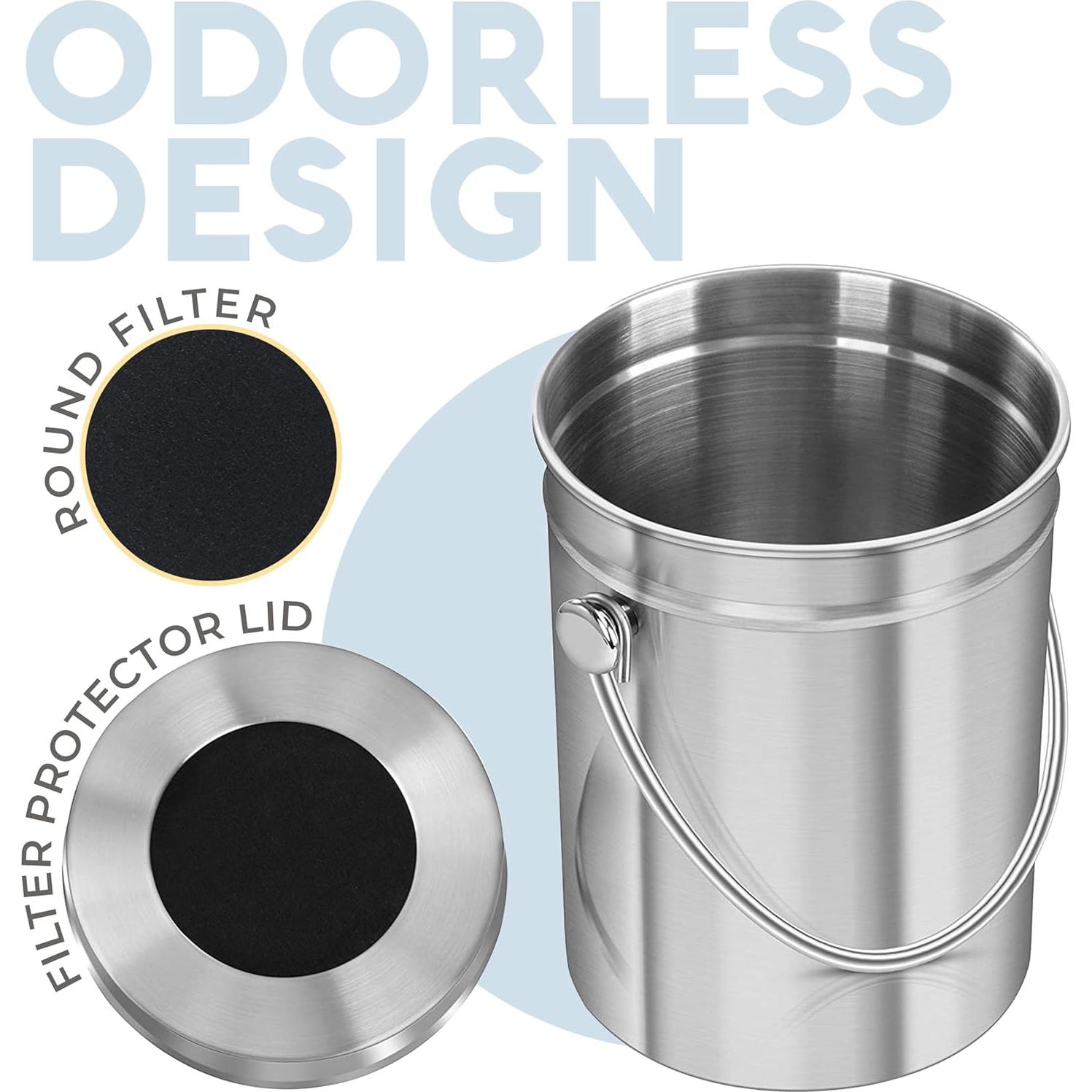 Cubo de Compostaje EPICA 4.9L Acero Inoxidable Sin Olores