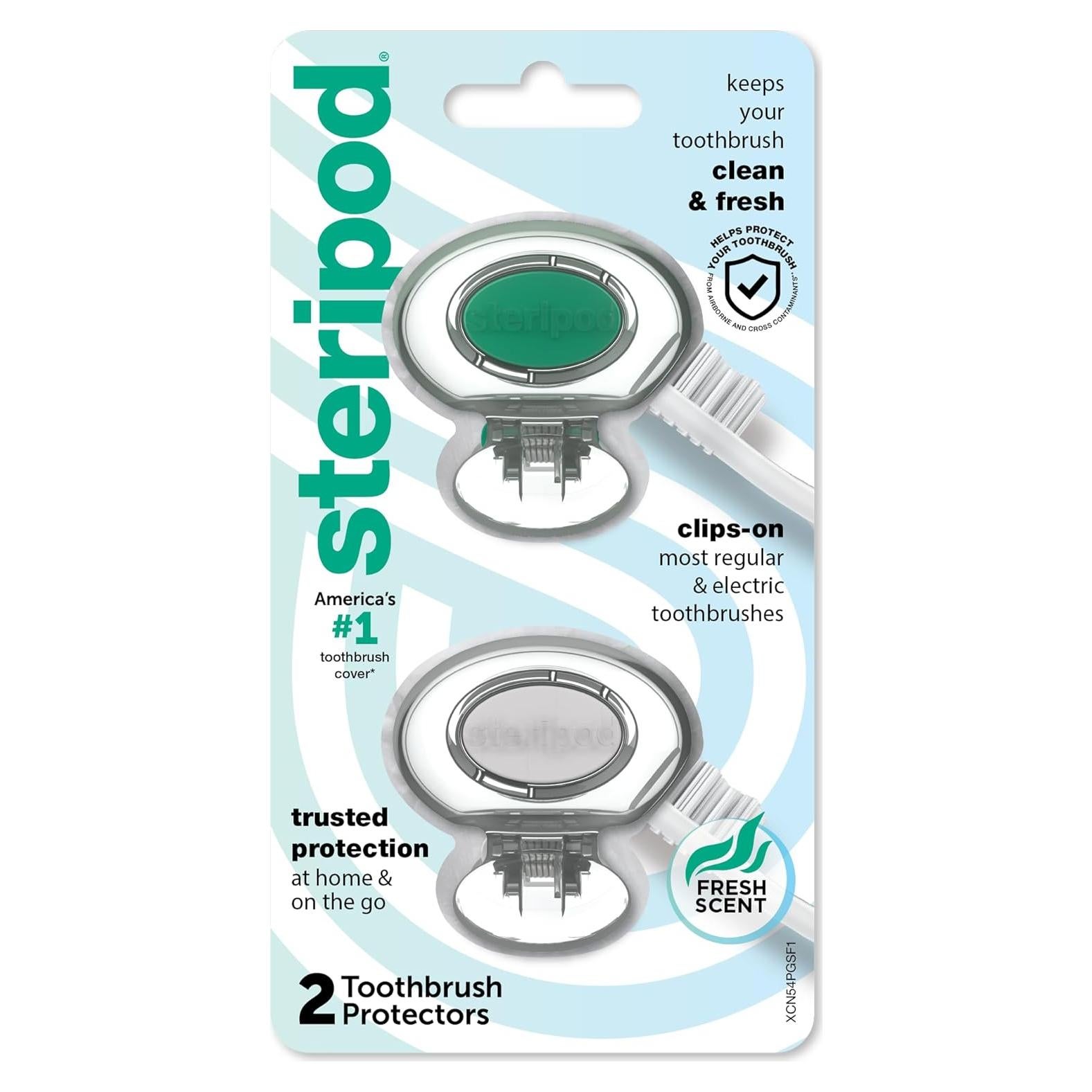 Protector de Cepillo de Dientes Steripod Verde Plata 2 Unidades