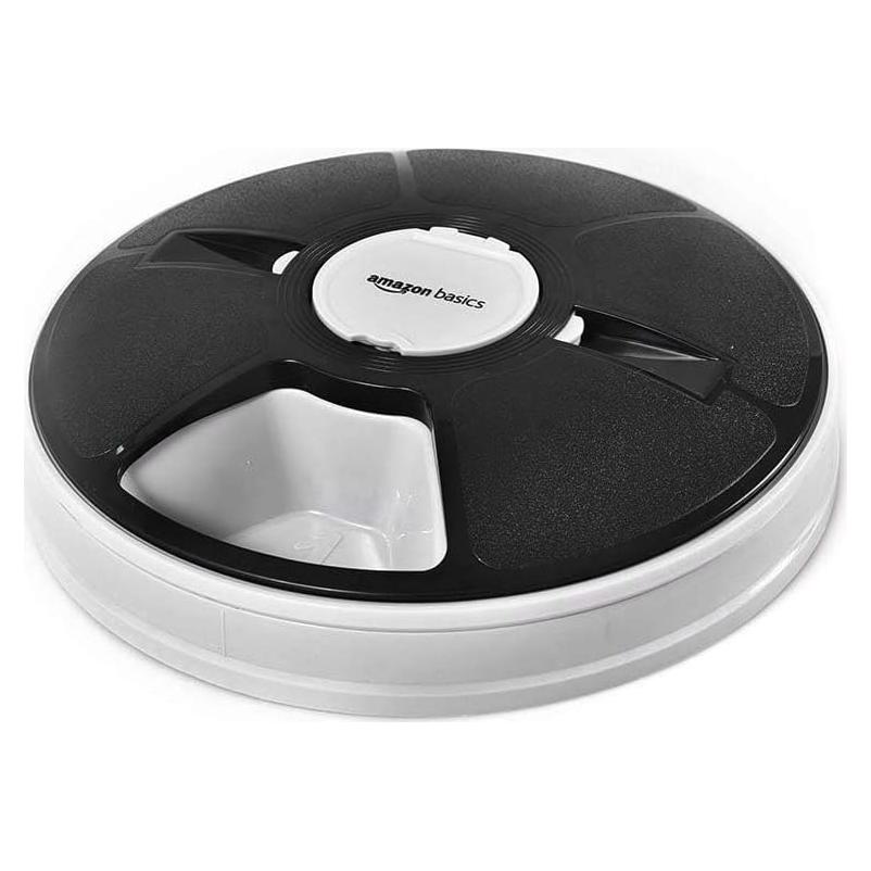 Dispensador Automático de Comida para Mascotas Amazon Basics, 6 Porciones, Negro