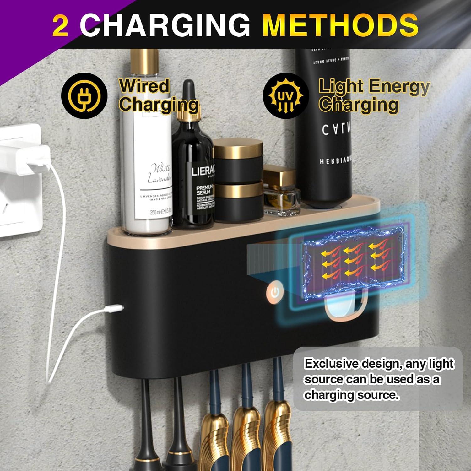 Soporte para Cepillos de Dientes CPOTAM con Dispensador y 5 Ranuras
