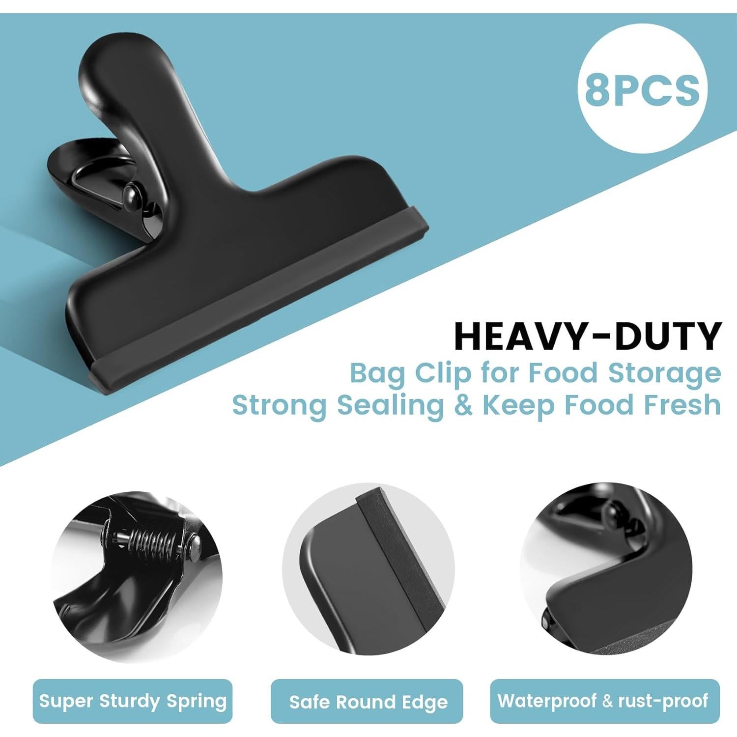 Clips para Bolsas de Comida HOUSE AGAIN 8 Piezas Acero Inoxidable