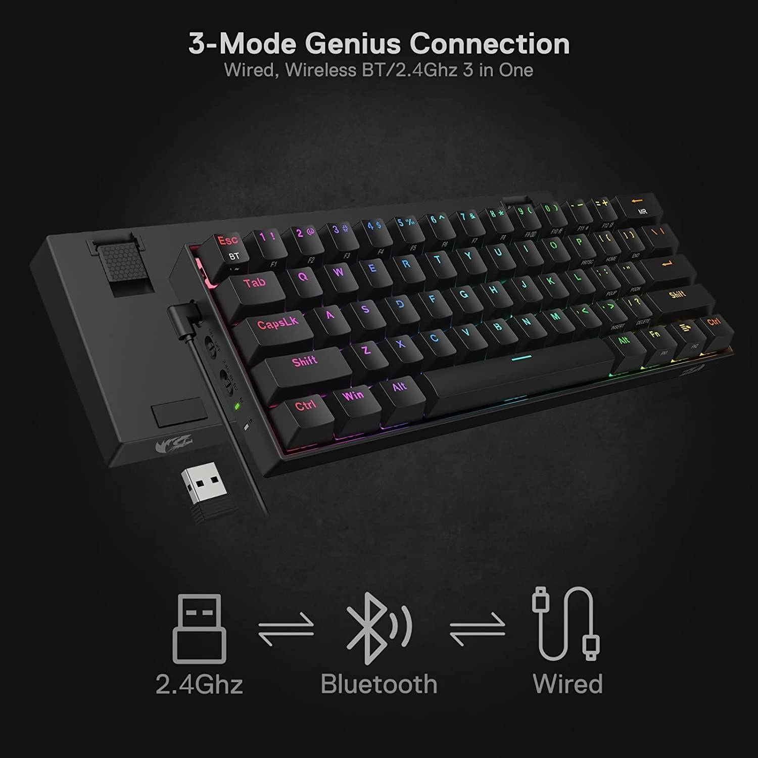 Teclado Mecánico Inalámbrico Redragon K530 Pro 60% RGB