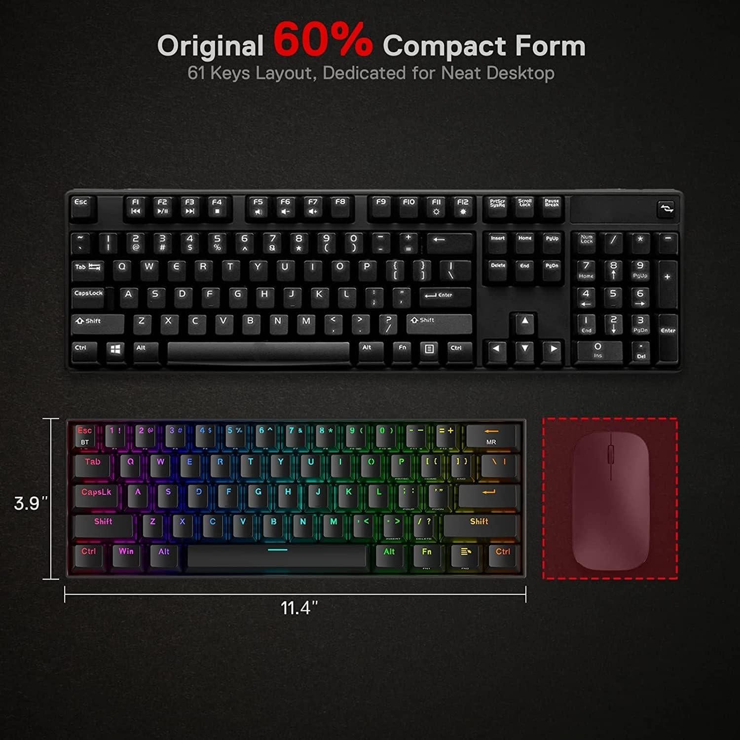 Teclado Mecánico Inalámbrico Redragon K530 Pro 60% RGB
