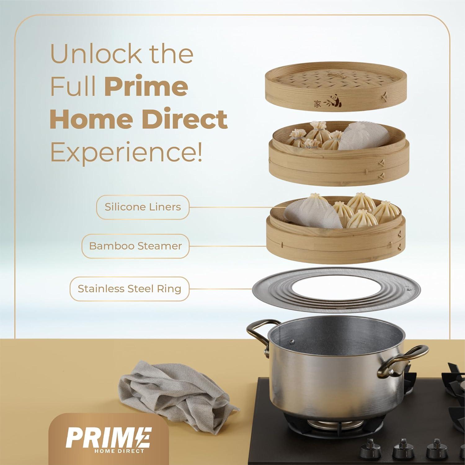 Cesta de Vapor de Bambú Prime Home Direct 20.32 cm 2 Niveles