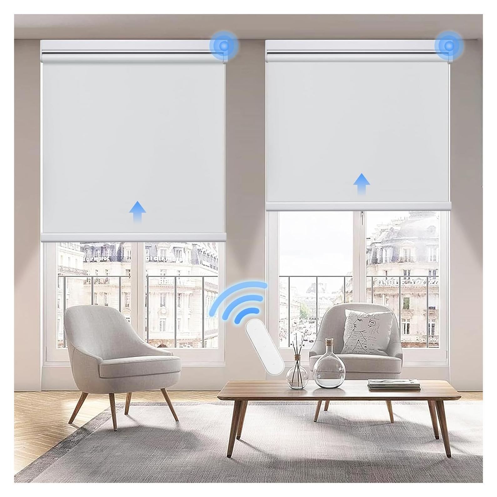 Cortina enrollable motorizada Grandekor 58.4x182.9 cm blanca