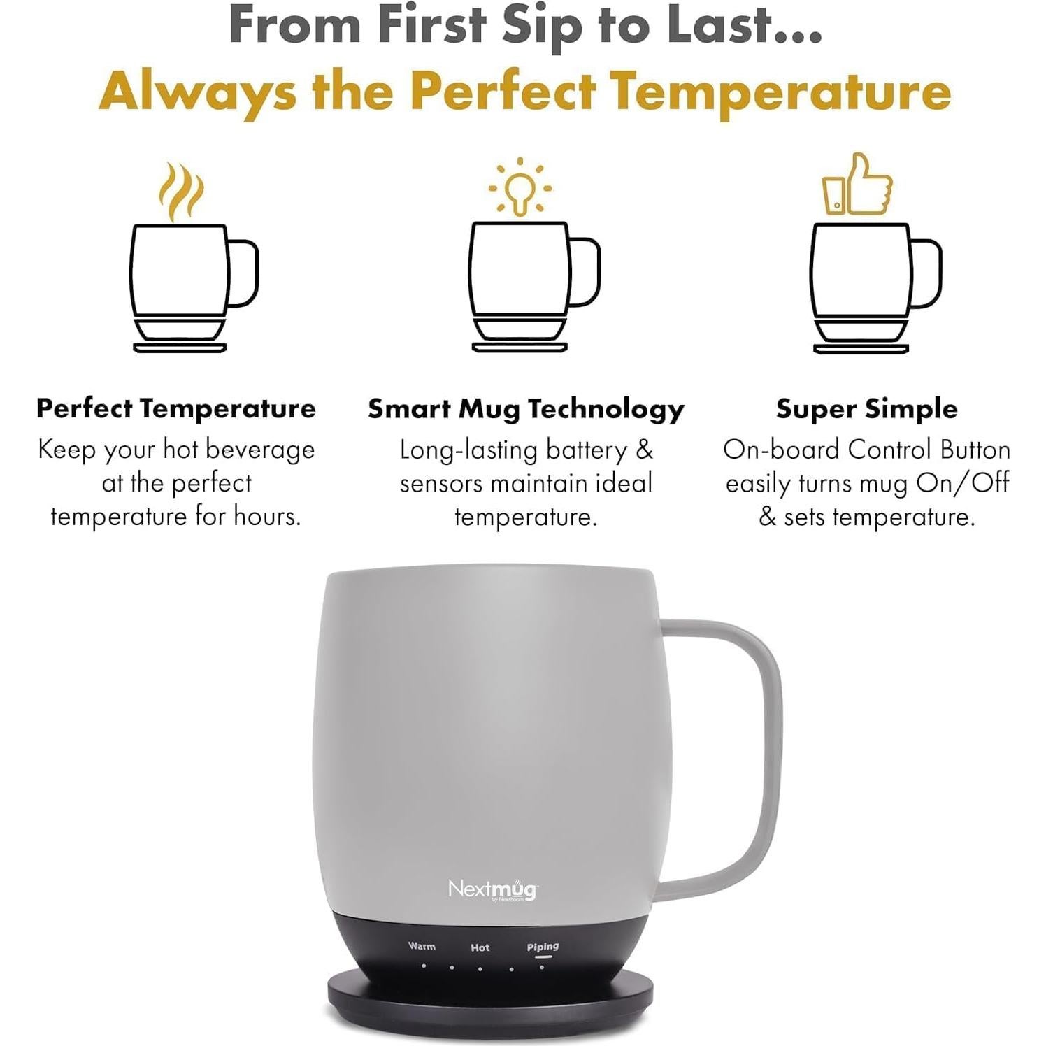 Taza autocalentable Nextmug 414 ml color Almendra