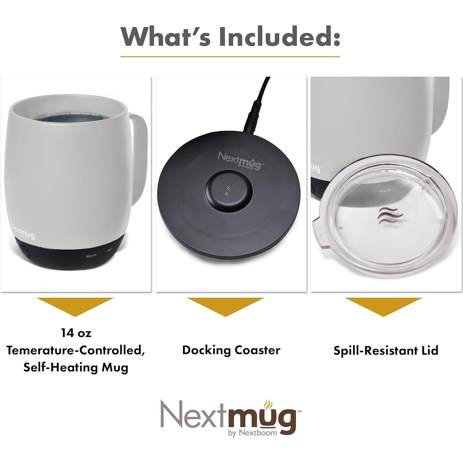 Taza autocalentable Nextmug 414 ml color Almendra