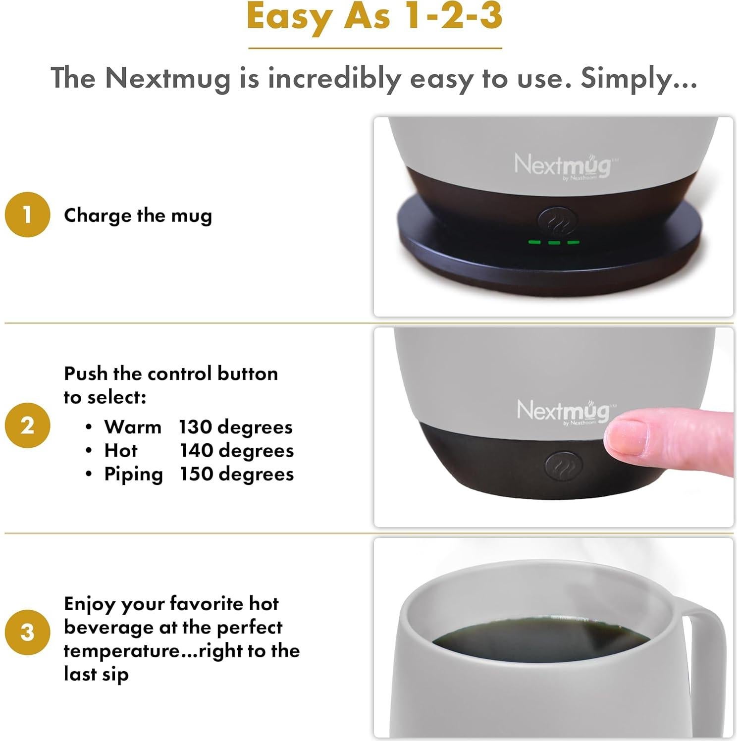 Taza autocalentable Nextmug 414 ml color Almendra