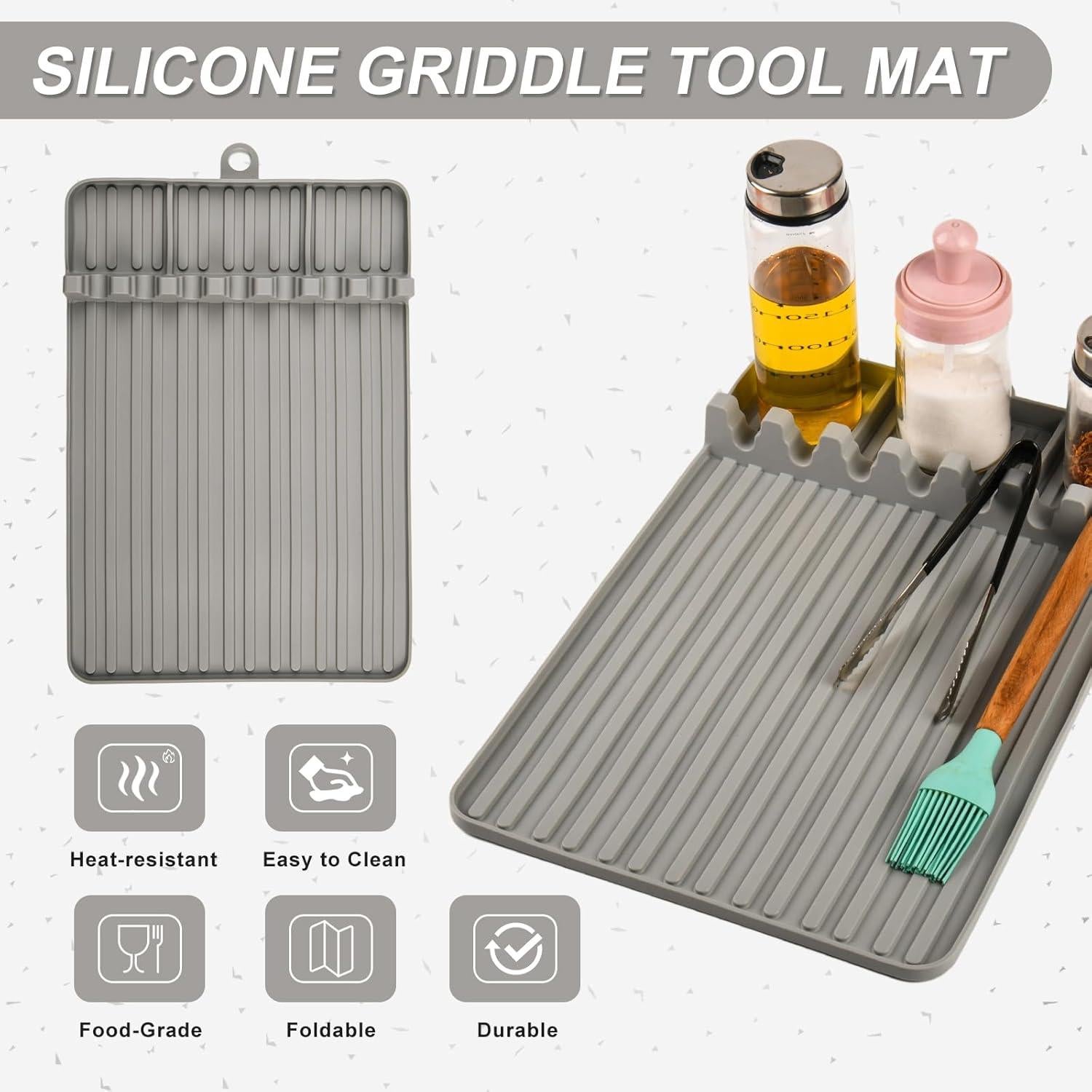 Alfombrilla de Silicona para Plancha Blackstone 39.6x16.8cm Gris